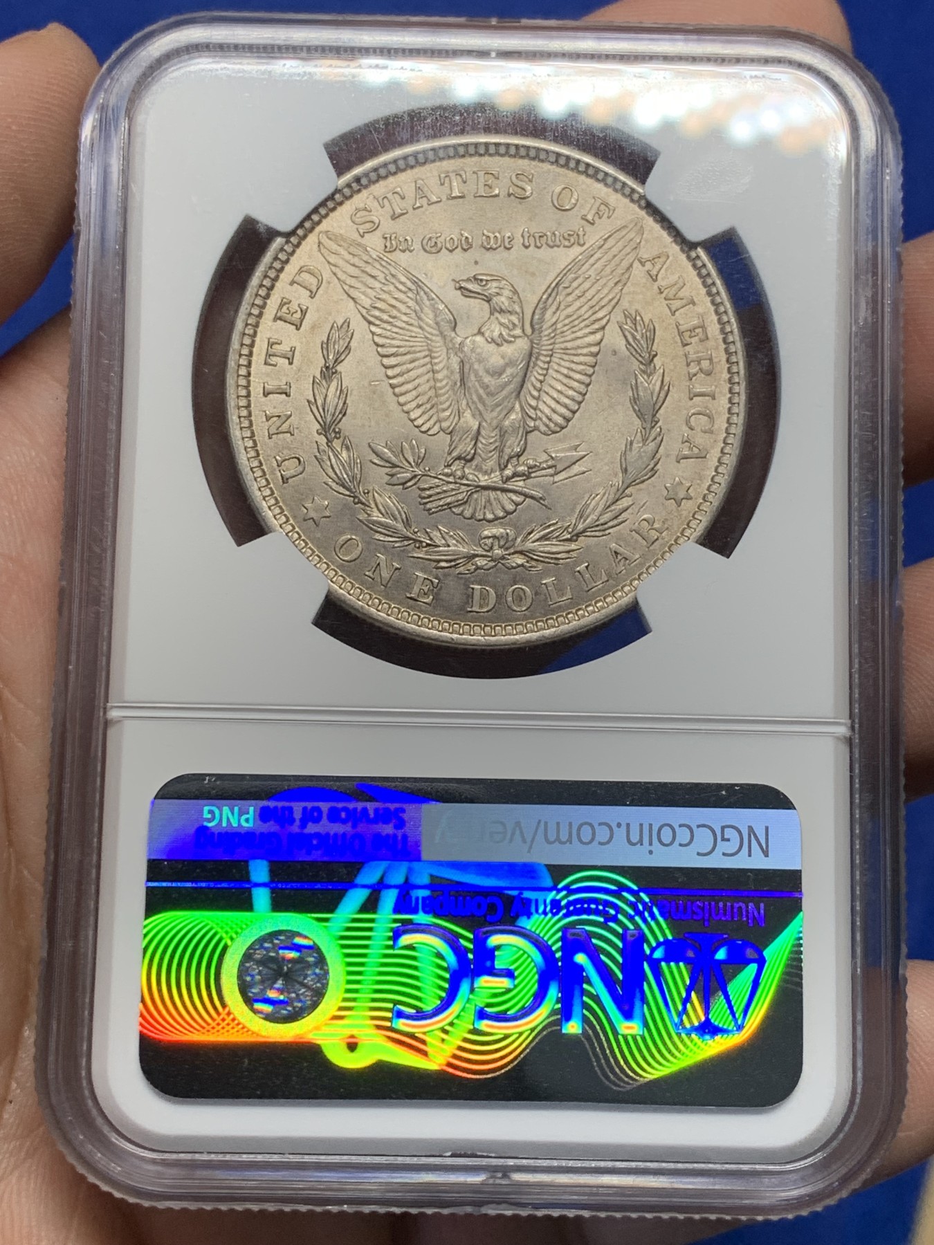 《竞宝斋》第208场-周日，周一 2场 (全场包邮) NGC-MS64 美国1921年摩根银币，底板洁净