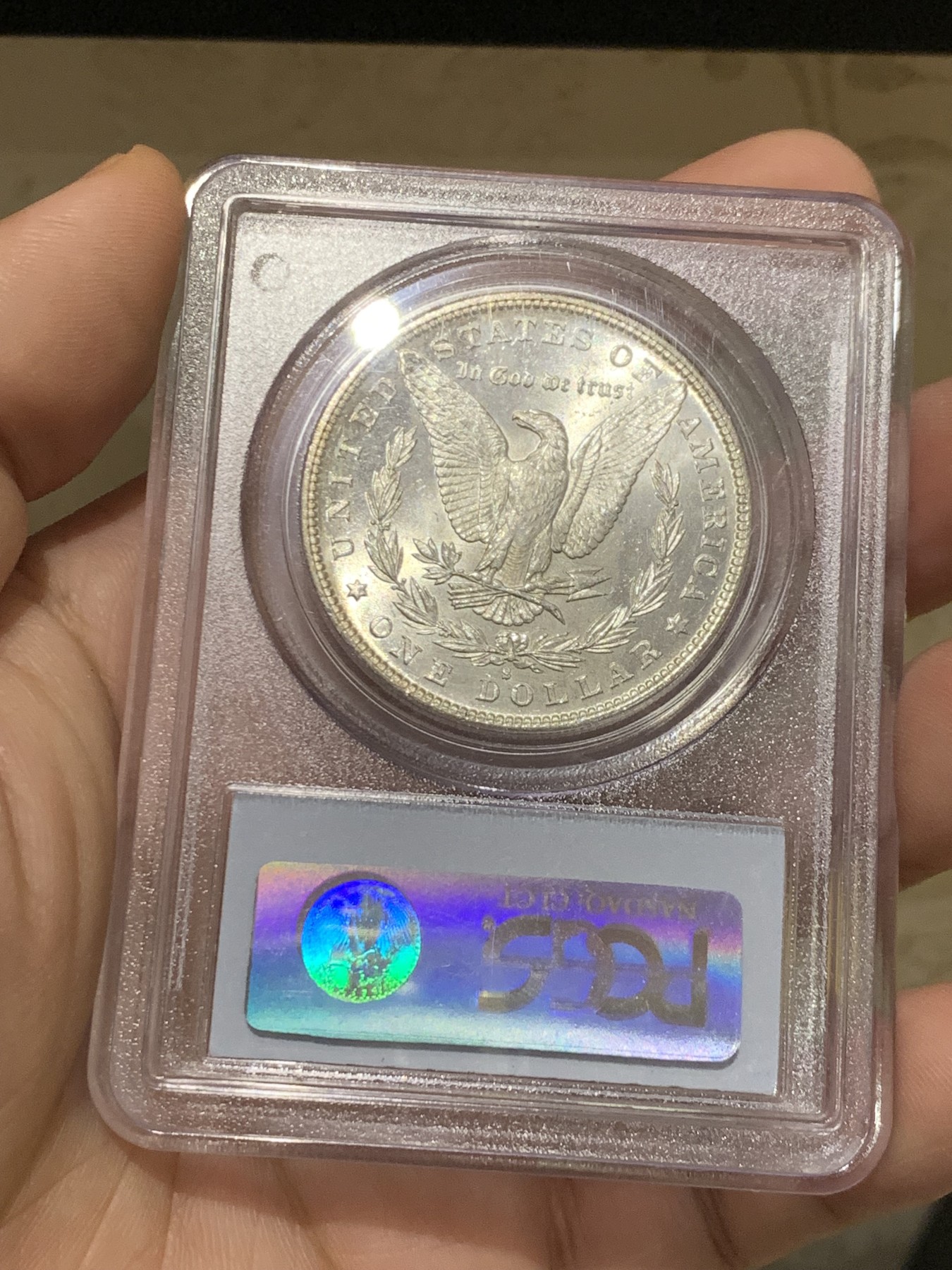 《竞宝斋》第208场-周日，周一 2场 (全场包邮) PCGS-MS66 美国 摩根银元 1881-S 正面淡红彩 漂亮