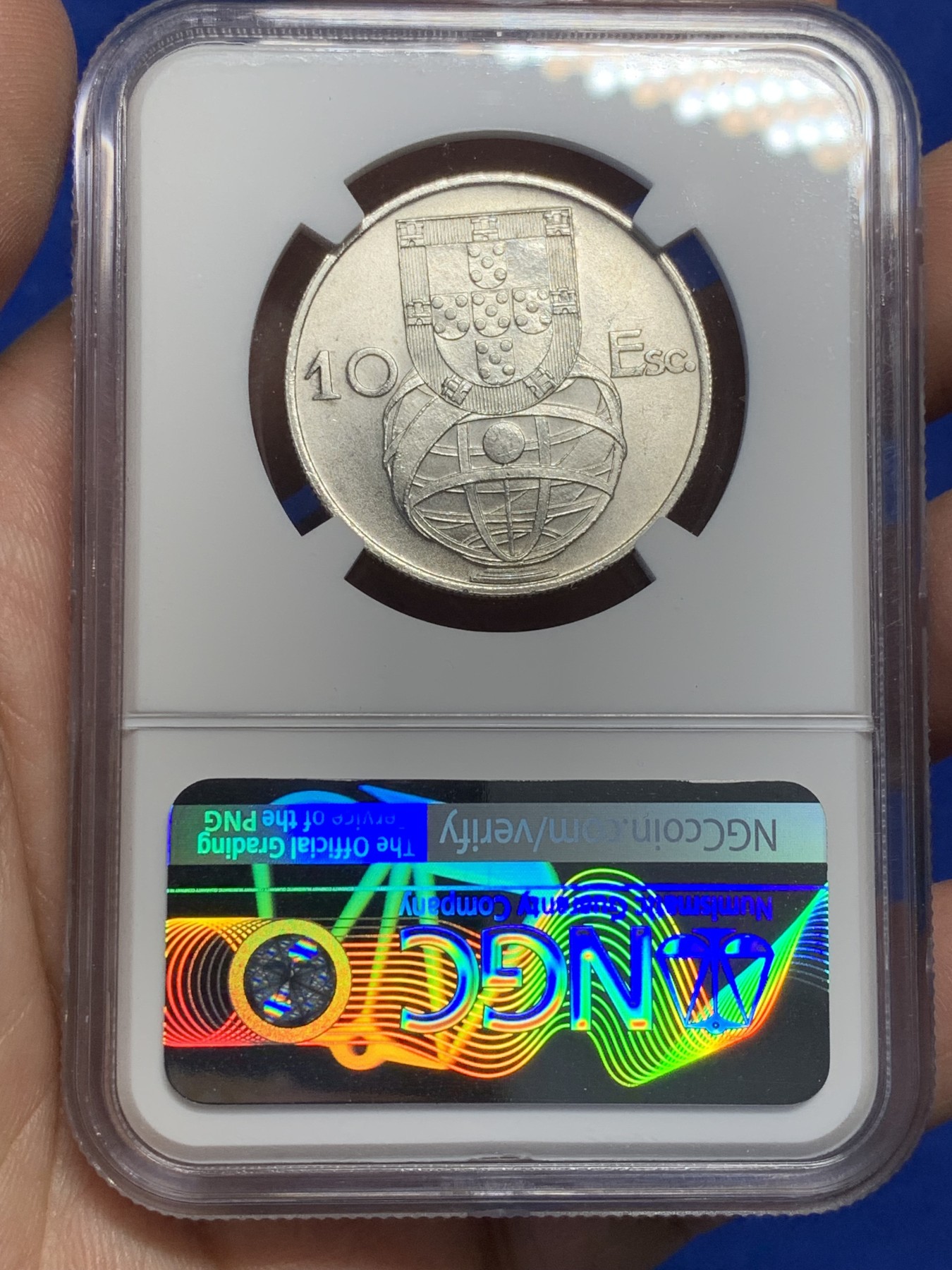 《竞宝斋》第208场-周日，周一 2场 (全场包邮) NGC MS64 葡萄牙1955年大帆船10埃斯库多银币