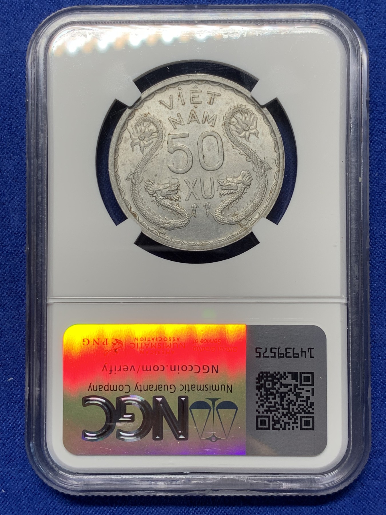 《竞宝斋》第208场-周日，周一 2场 (全场包邮) NGC MS63 1953越南三美女50苏经典双龙铝币