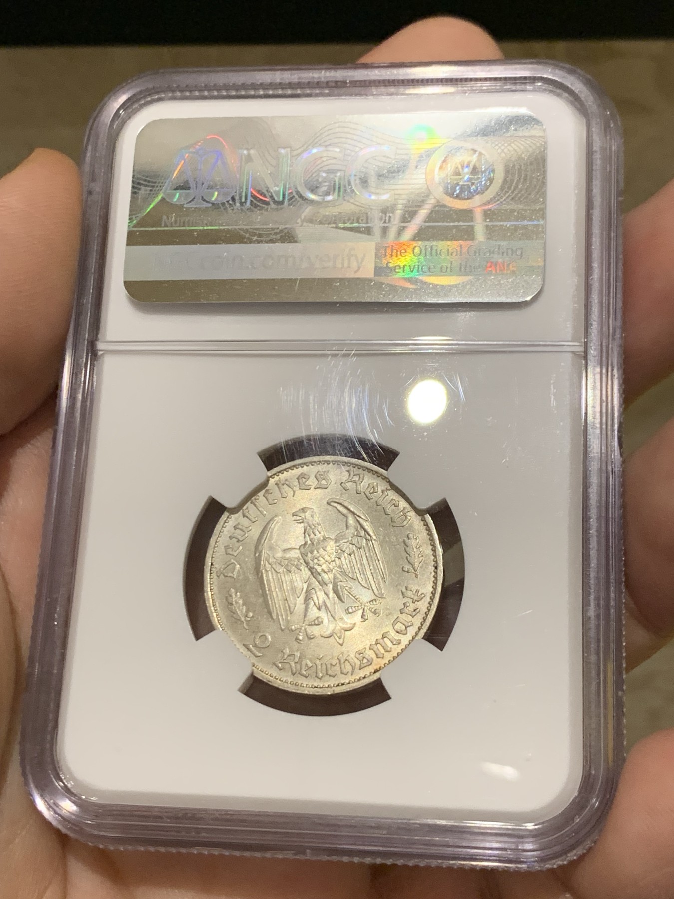 《竞宝斋》第208场-周日，周一 2场 (全场包邮) NGC-MS64 德国 1934年席勒2马克银币 德三系列 难得品种