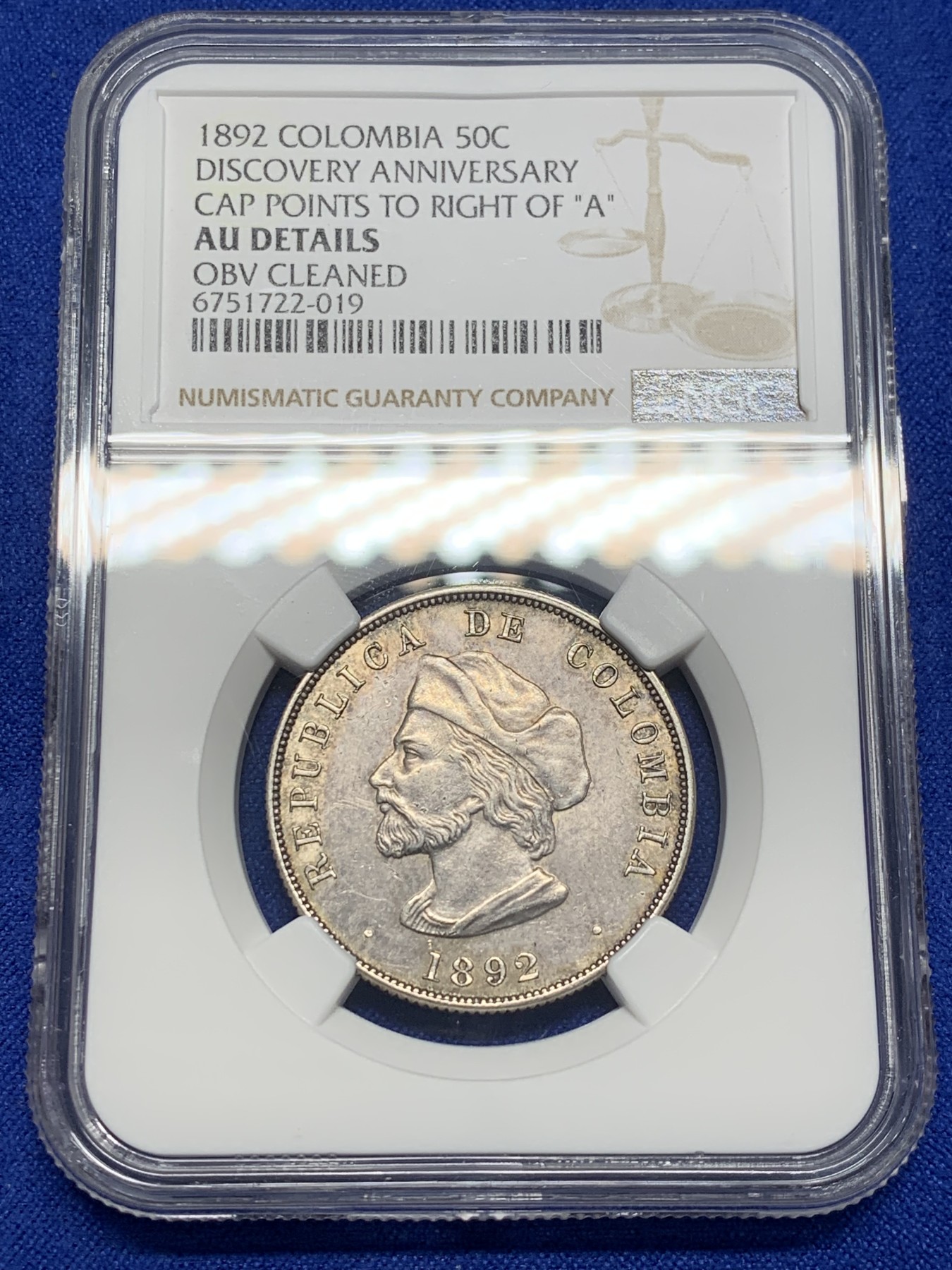 《竞宝斋》第208场-周日，周一 2场 (全场包邮) NGC AUD 1892年哥伦比亚50分银币
