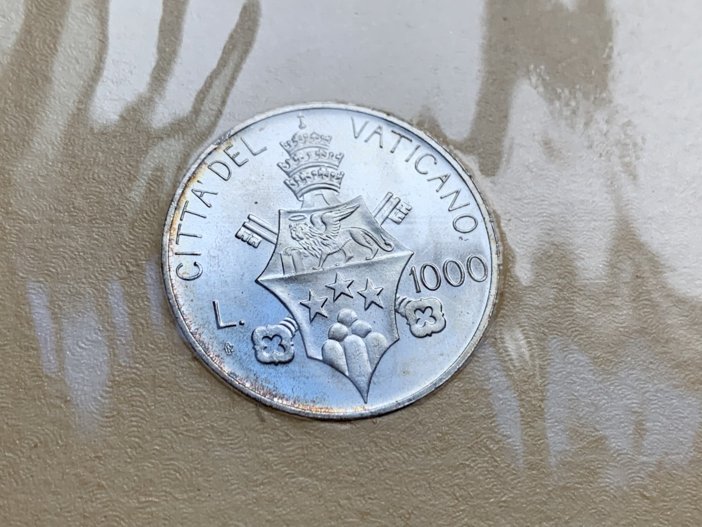 《竞宝斋》第208场-周日，周一 2场 (全场包邮) 卡装 梵蒂冈1978年 约翰保罗一世教皇 1000里拉银币