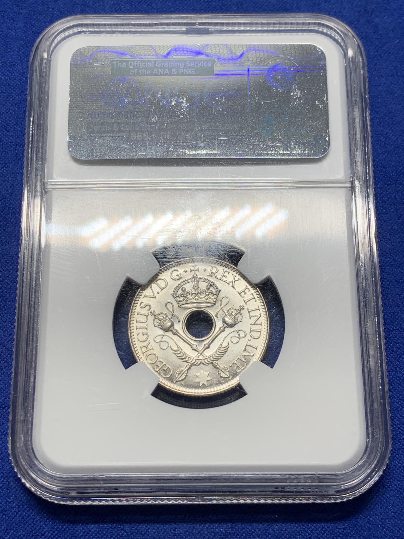 《竞宝斋》第208场-周日，周一 2场 (全场包邮) NGC-MS65 英属新几内亚 1935年 1先令银币 乔治五世 高分原光品相 稀少品种