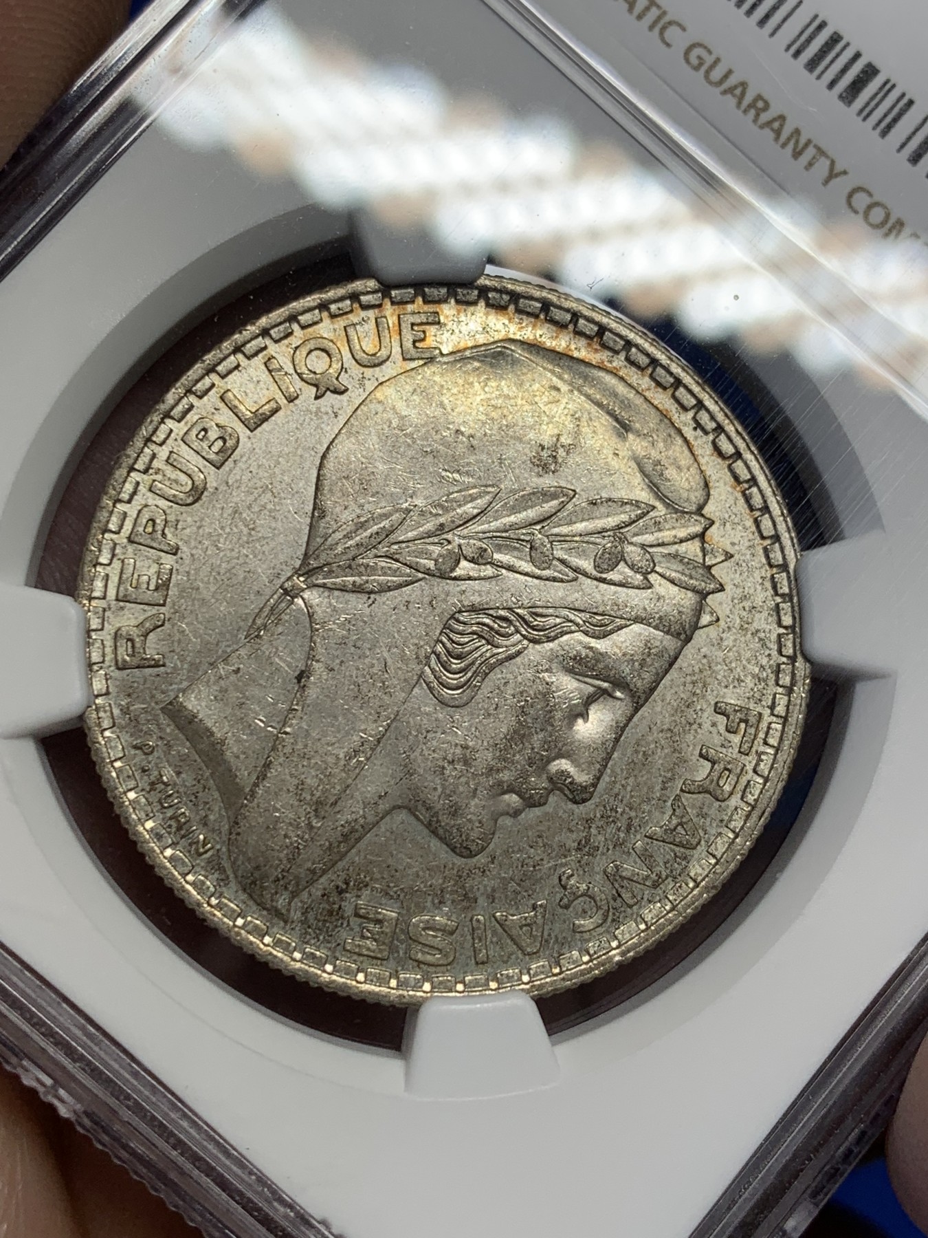 《竞宝斋》第208场-周日，周一 2场 (全场包邮) NGC-MS61 法国1934年 谷物女神20法郎大银币