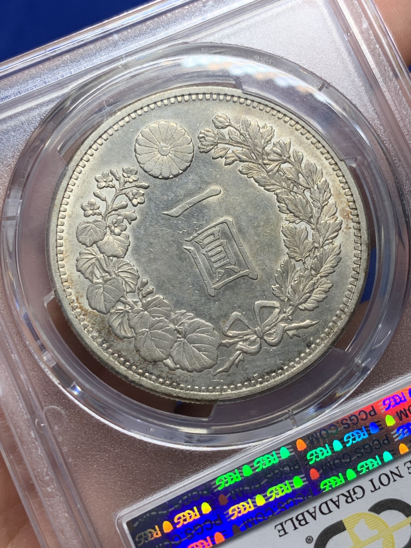 《竞宝斋》第208场-周日，周一 2场 (全场包邮) PCGS-UNCD 日本明治十三年1880龙一圆银币 龙面挺好