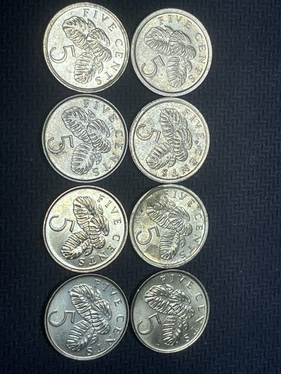洪武诸明·稀奇钱币基地62场 - 原光品相新加坡5分8个