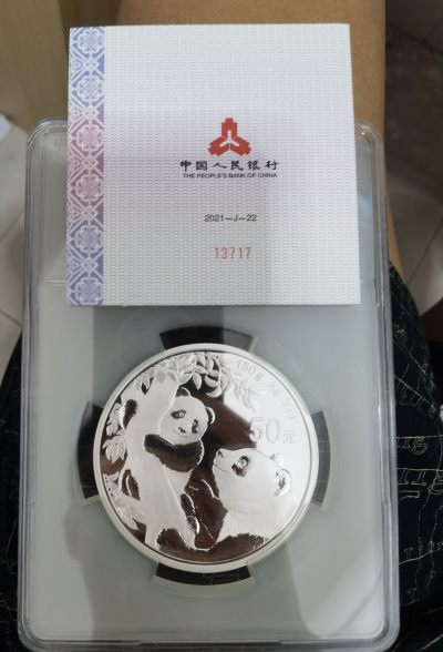 冬天里的玫瑰 - 2021年熊猫银币150g，50元。中金国衡评级。