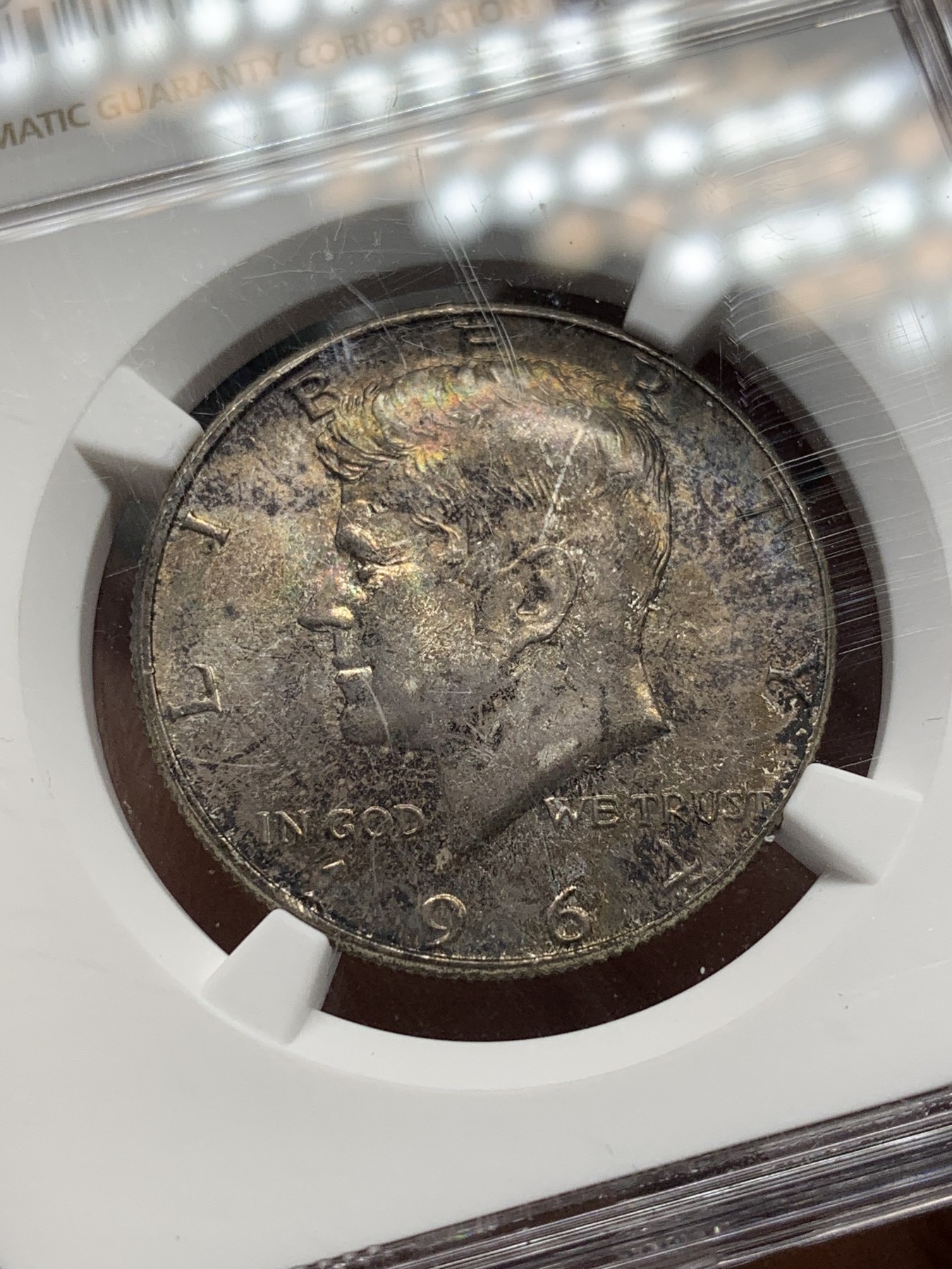 《竞宝斋》第208场-周日，周一 2场 (全场包邮) NGC MS62 美国1964年50分肯尼迪银币 900银 12.5克