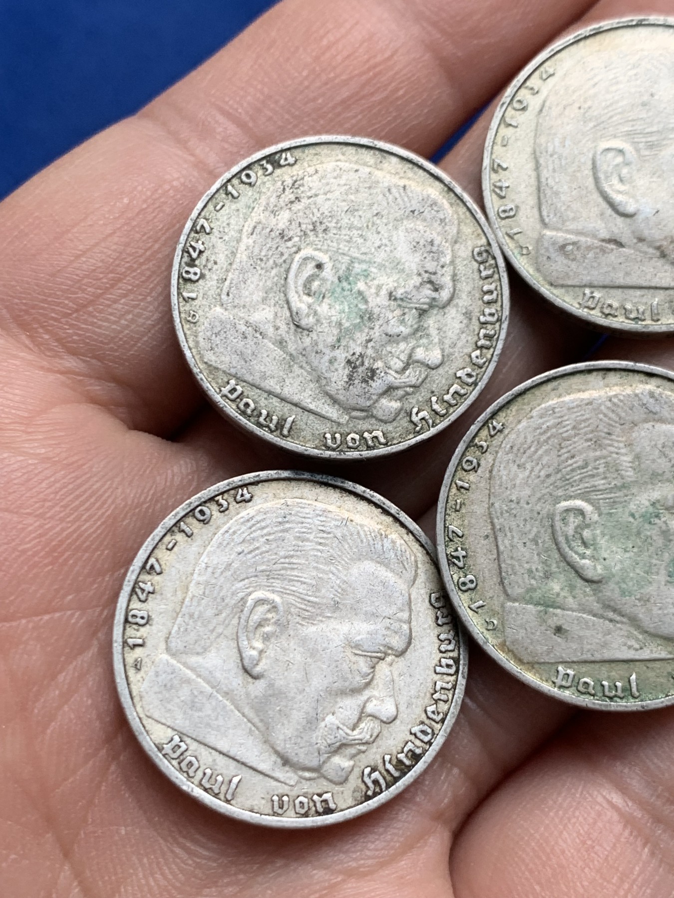 《竞宝斋》第208场-周日，周一 2场 (全场包邮) 4枚一组 德国1937年二战期间流通品相2马克银币