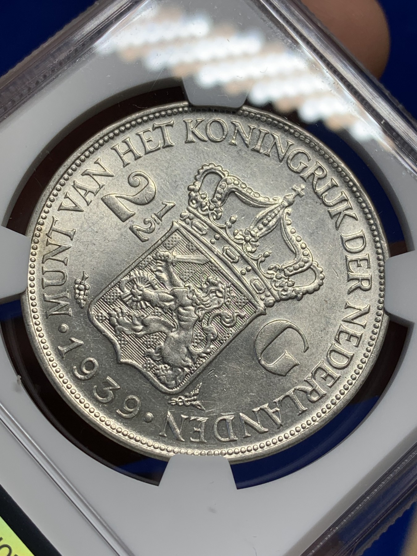 《竞宝斋》第208场-周日，周一 2场 (全场包邮) NGC AUD 荷兰1939年女王威廉米娜2.5盾大银币