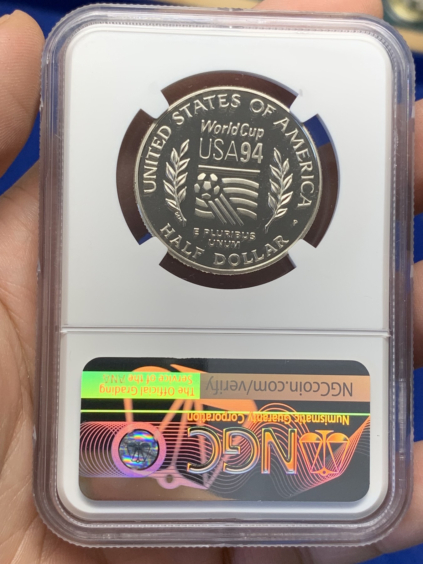 《竞宝斋》第208场-周日，周一 2场 (全场包邮) NGC PF69UC 美国1994年世界杯半美元