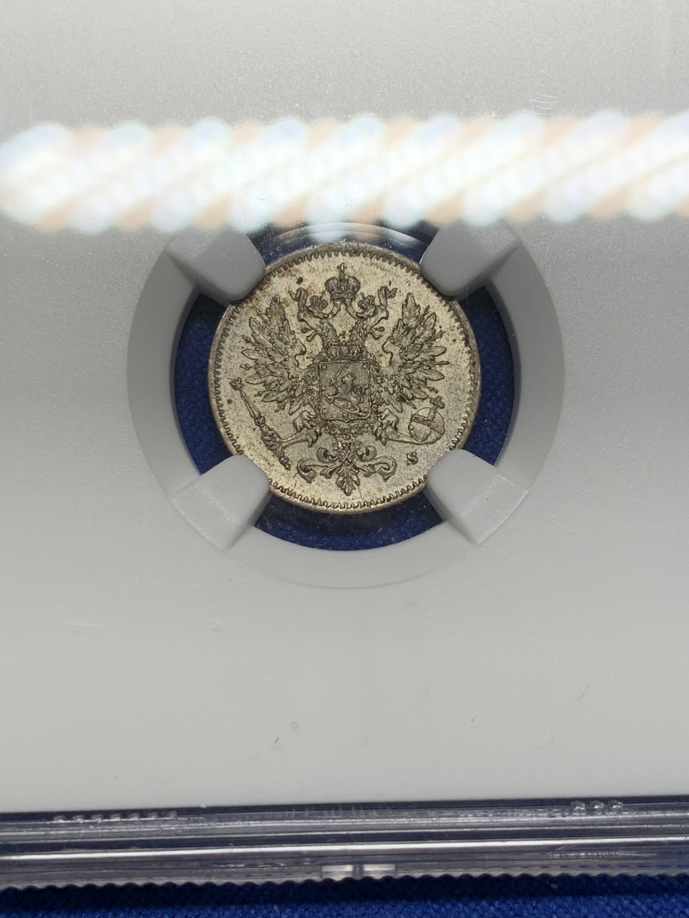 《竞宝斋》第208场-周日，周一 2场 (全场包邮) NGC-MS63 俄属芬兰1916年双头鹰25分银币