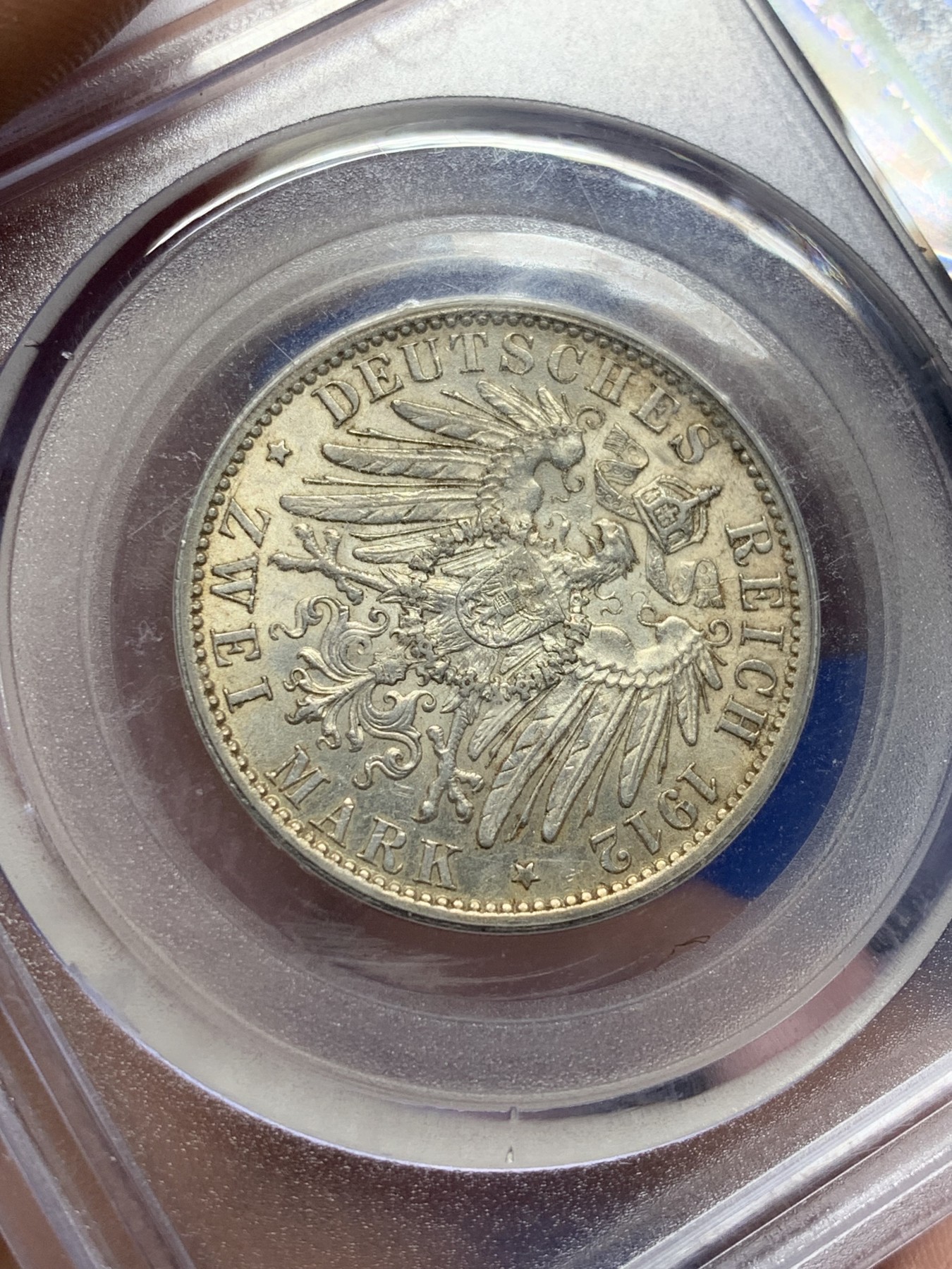 《竞宝斋》第208场-周日，周一 2场 (全场包邮) 公博 MS63 德国1912年普鲁士2马克银币最后一年大头版本 底板良好