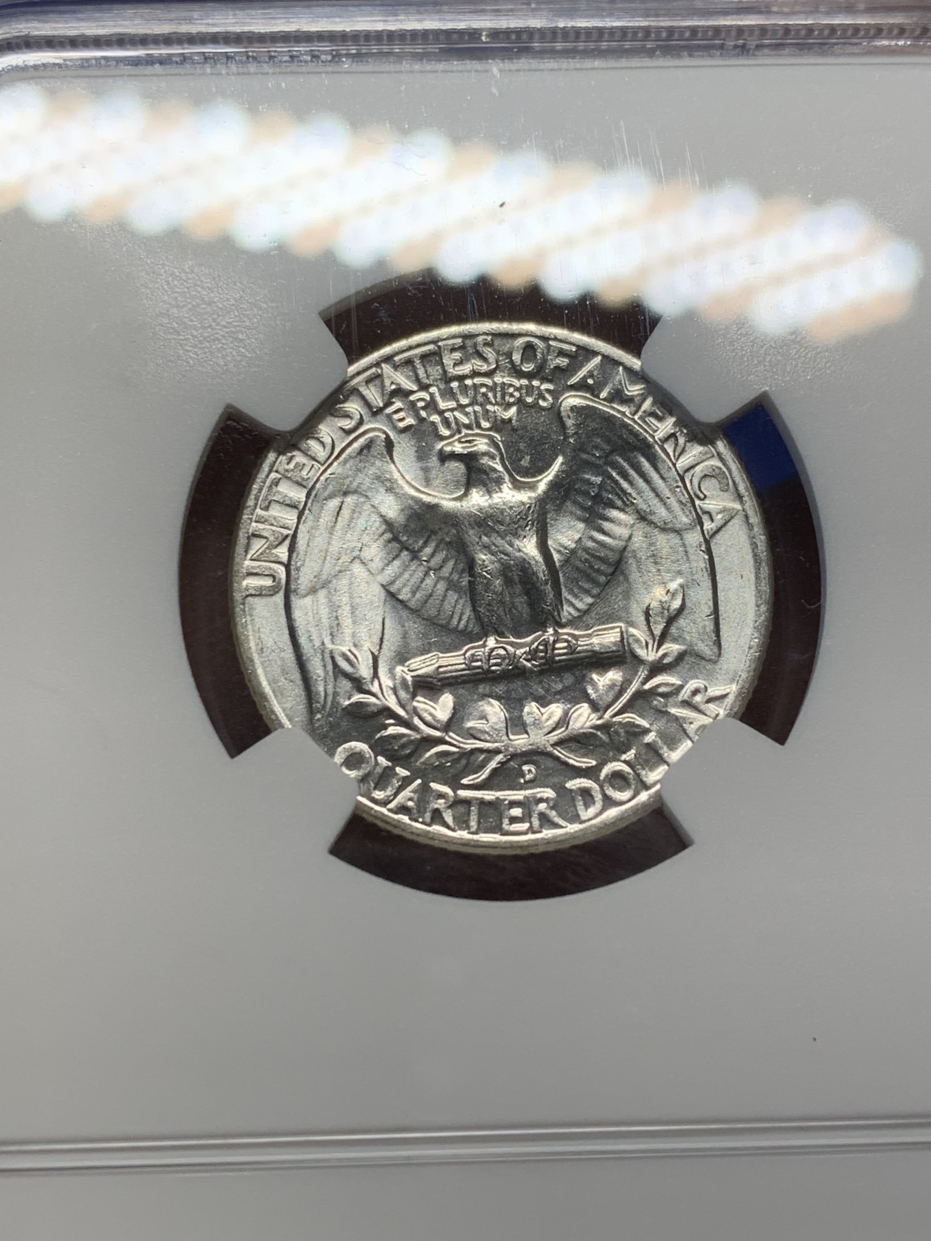 《竞宝斋》第208场-周日，周一 2场 (全场包邮) NGC-MS63  美国 1957年 25分银币 华盛顿头像  无瑕底板