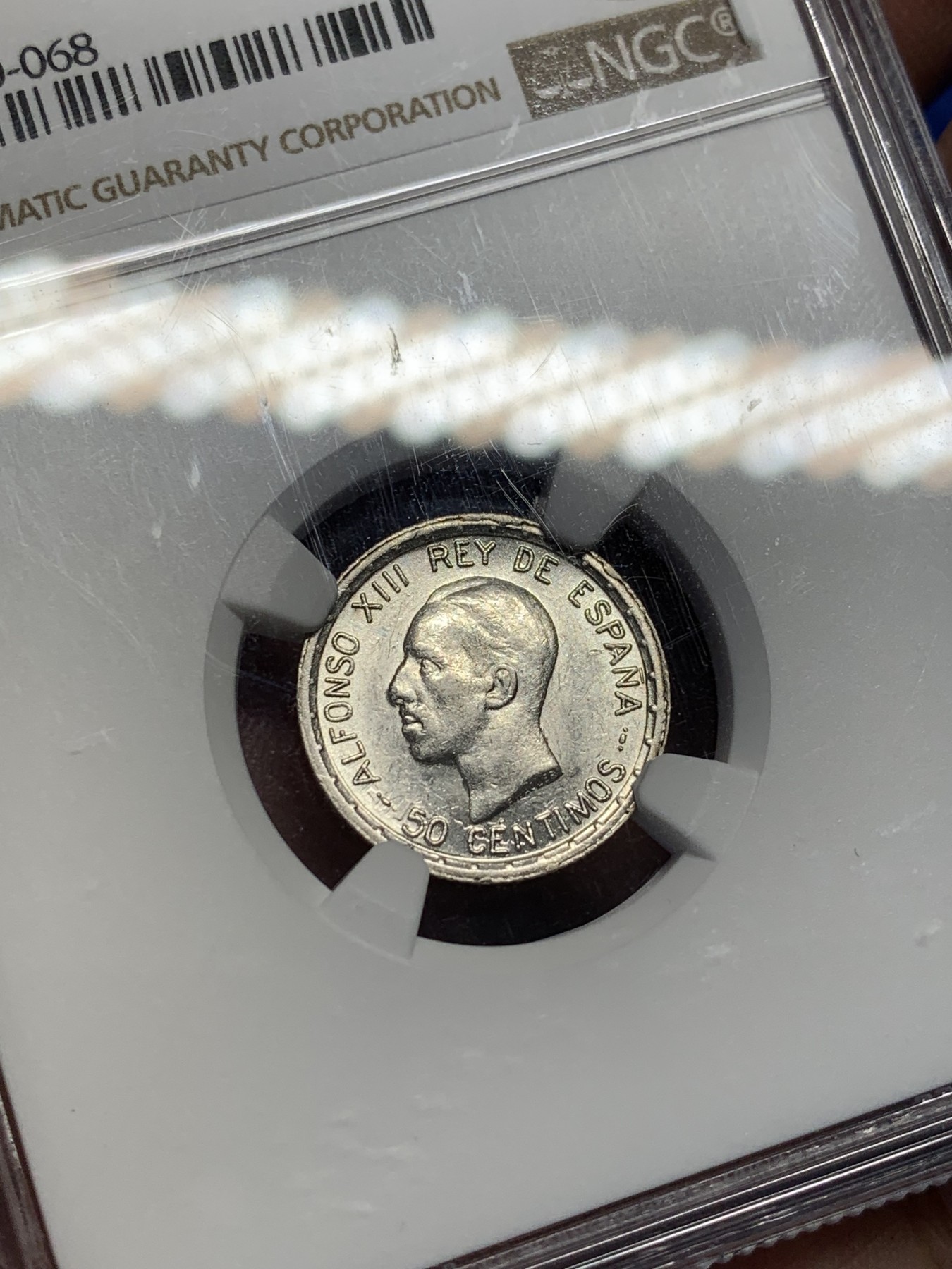 《竞宝斋》第208场-周日，周一 2场 (全场包邮) NGC MS61 西班牙 1926年 阿方索十三世 50分银币
