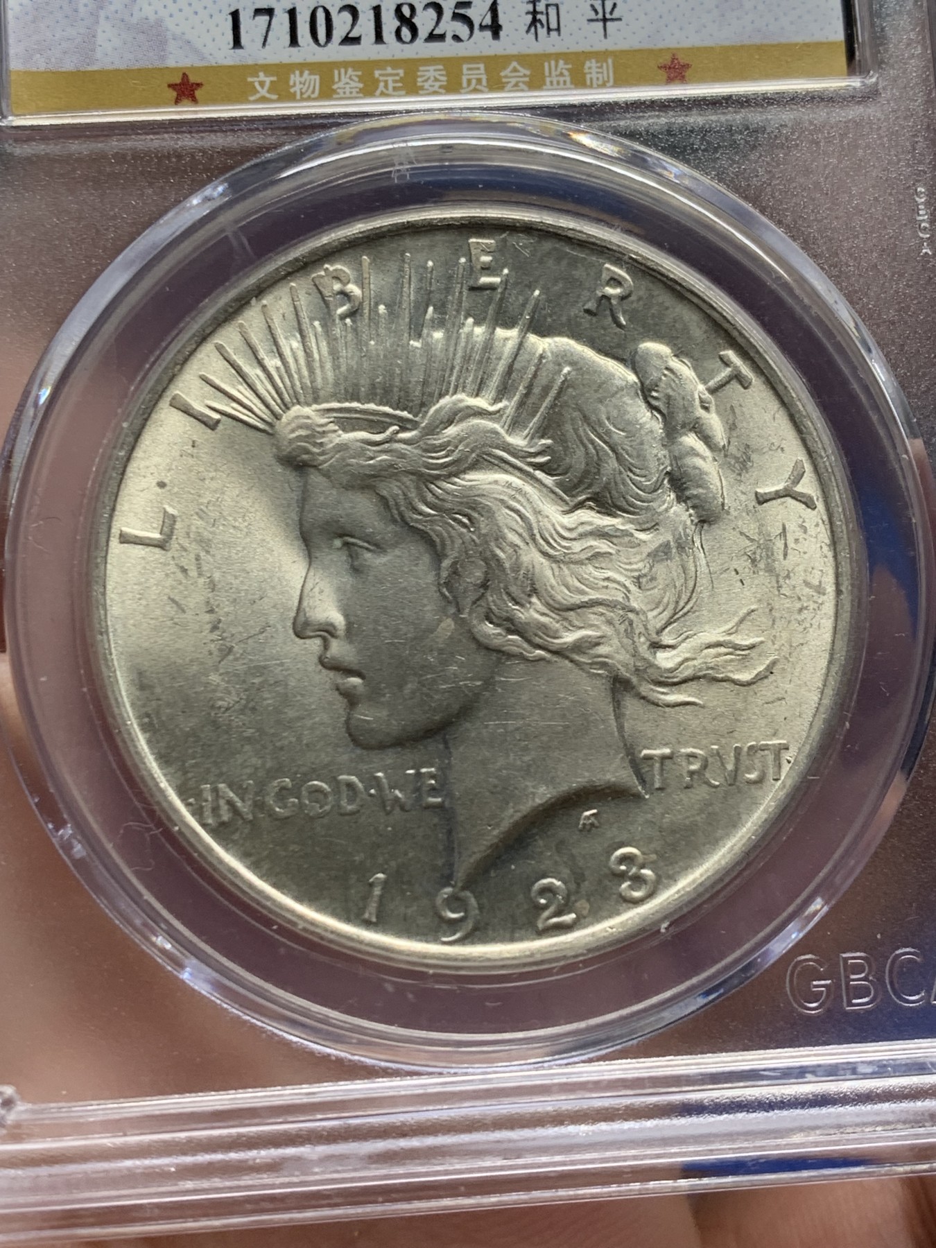 《竞宝斋》第208场-周日，周一 2场 (全场包邮) 公博MS64+ 美国1923年和平银币 粉光带转光 状态好 可以砸了送N盒