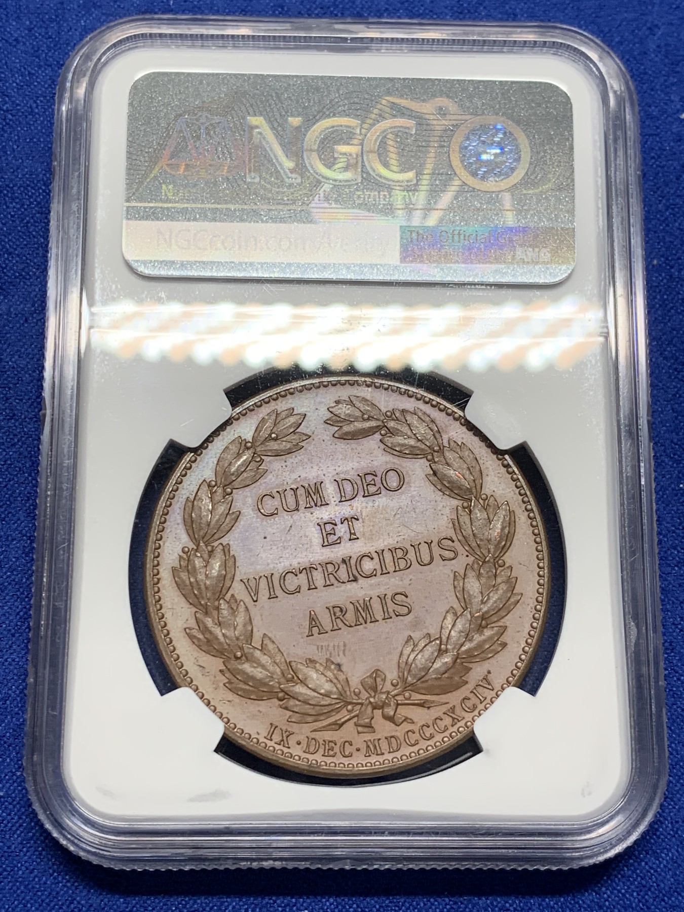 《竞宝斋》第208场-周日，周一 2场 (全场包邮) NGC MS64 瑞典1894年古斯塔夫二世三百周年纪念铜章 巧克力包浆 细节好