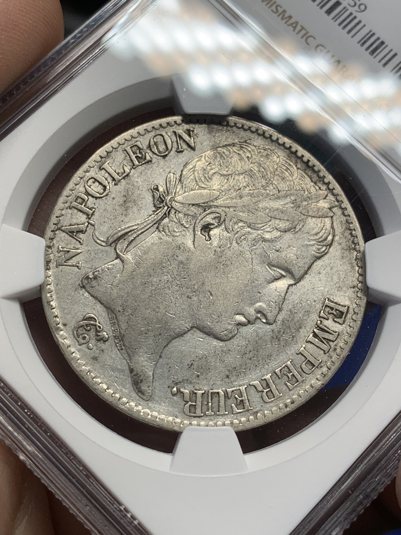 《竞宝斋》第208场-周日，周一 2场 (全场包邮) NGC XFD 1812年法国拿破仑5法郎银币 不多的年份 整体深打