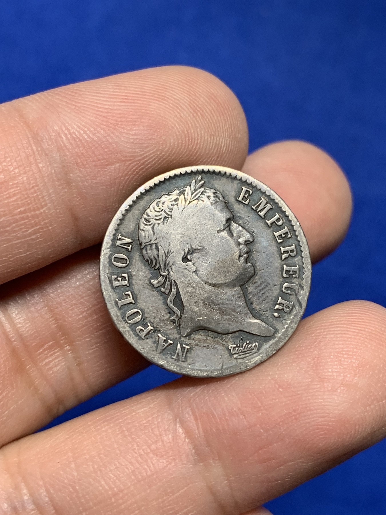 《竞宝斋》第208场-周日，周一 2场 (全场包邮) 1808年拿破仑一世1法郎银币 少见 斯特拉斯堡造币厂生产 自然流通