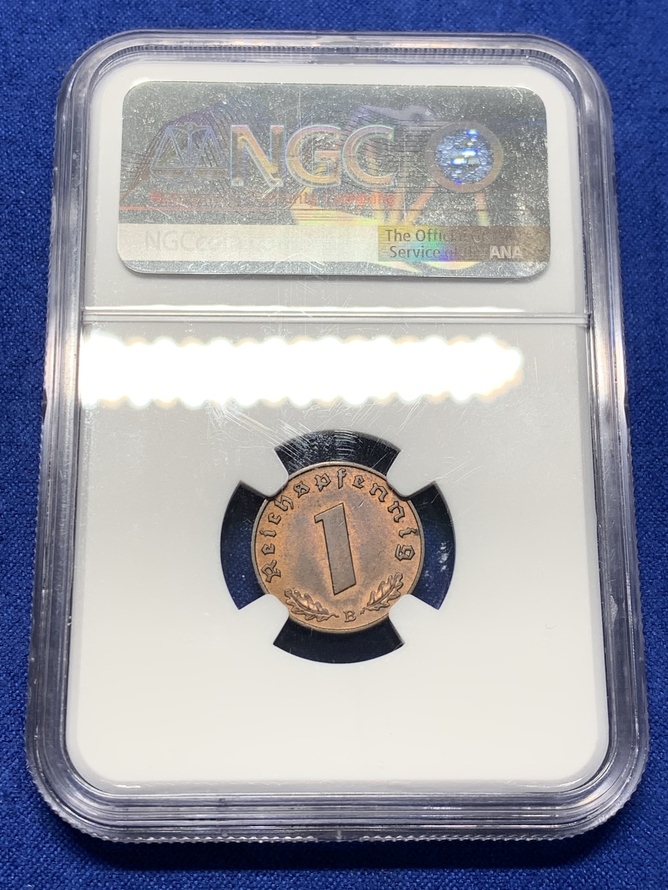 《竞宝斋》第208场-周日，周一 2场 (全场包邮) NGC MS63RB 德国1939年1芬尼铜币