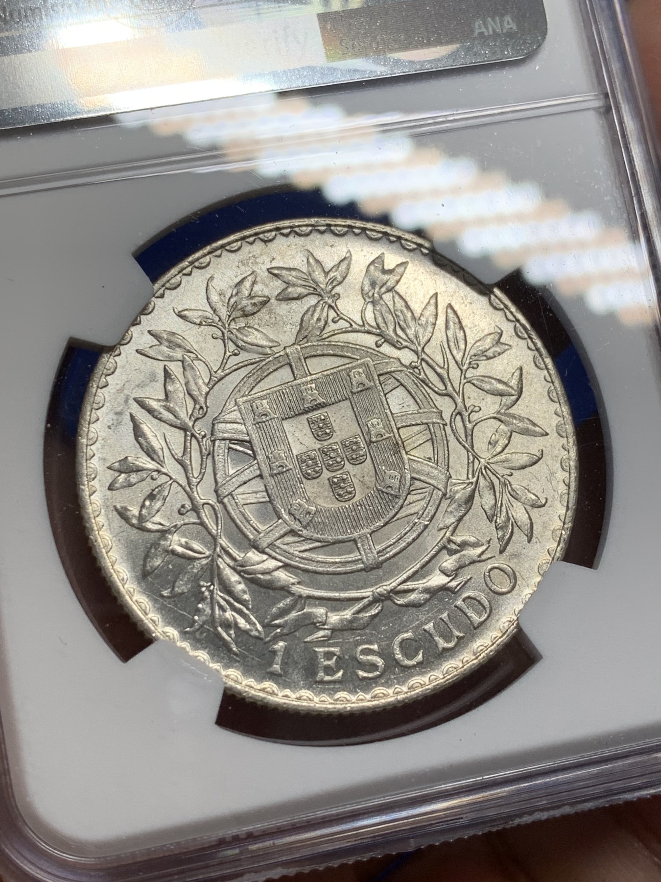 《竞宝斋》第208场-周日，周一 2场 (全场包邮) NGC-MS61 葡萄牙1916年女神头像1埃斯库多大银币