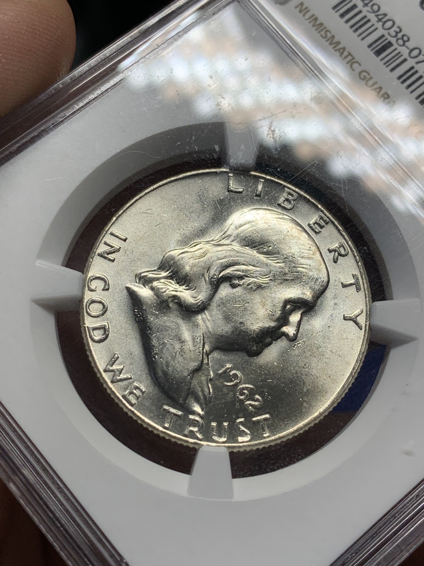 《竞宝斋》第208场-周日，周一 2场 (全场包邮) NGC-MS63  美国 1962年 50分银币 富兰克林头像 丝滑底板