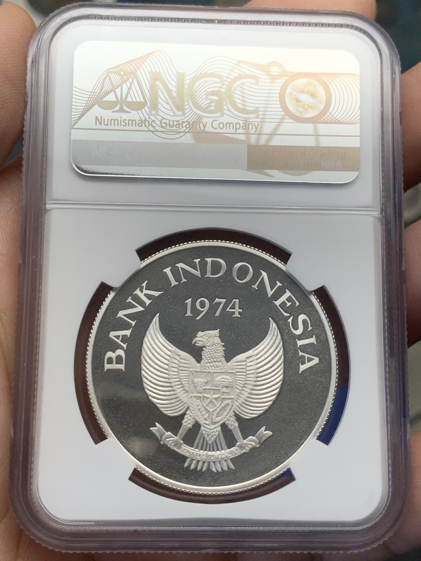 《竞宝斋》第208场-周日，周一 2场 (全场包邮) NGC-PF66UC 印度尼西亚1974年猛虎精制银币 热门品种