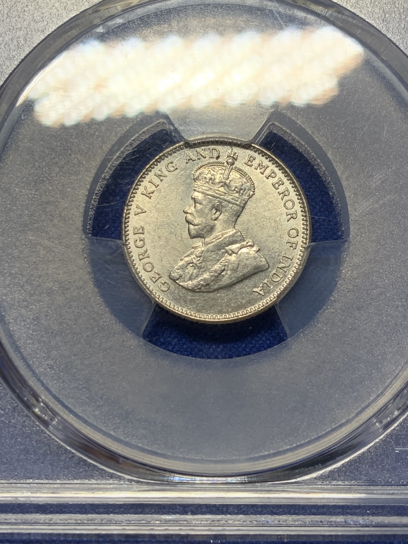 《竞宝斋》第208场-周日，周一 2场 (全场包邮) PCGS-MS64 英属海峡殖民地 1927年 10分银币 乔治五世 原光好品