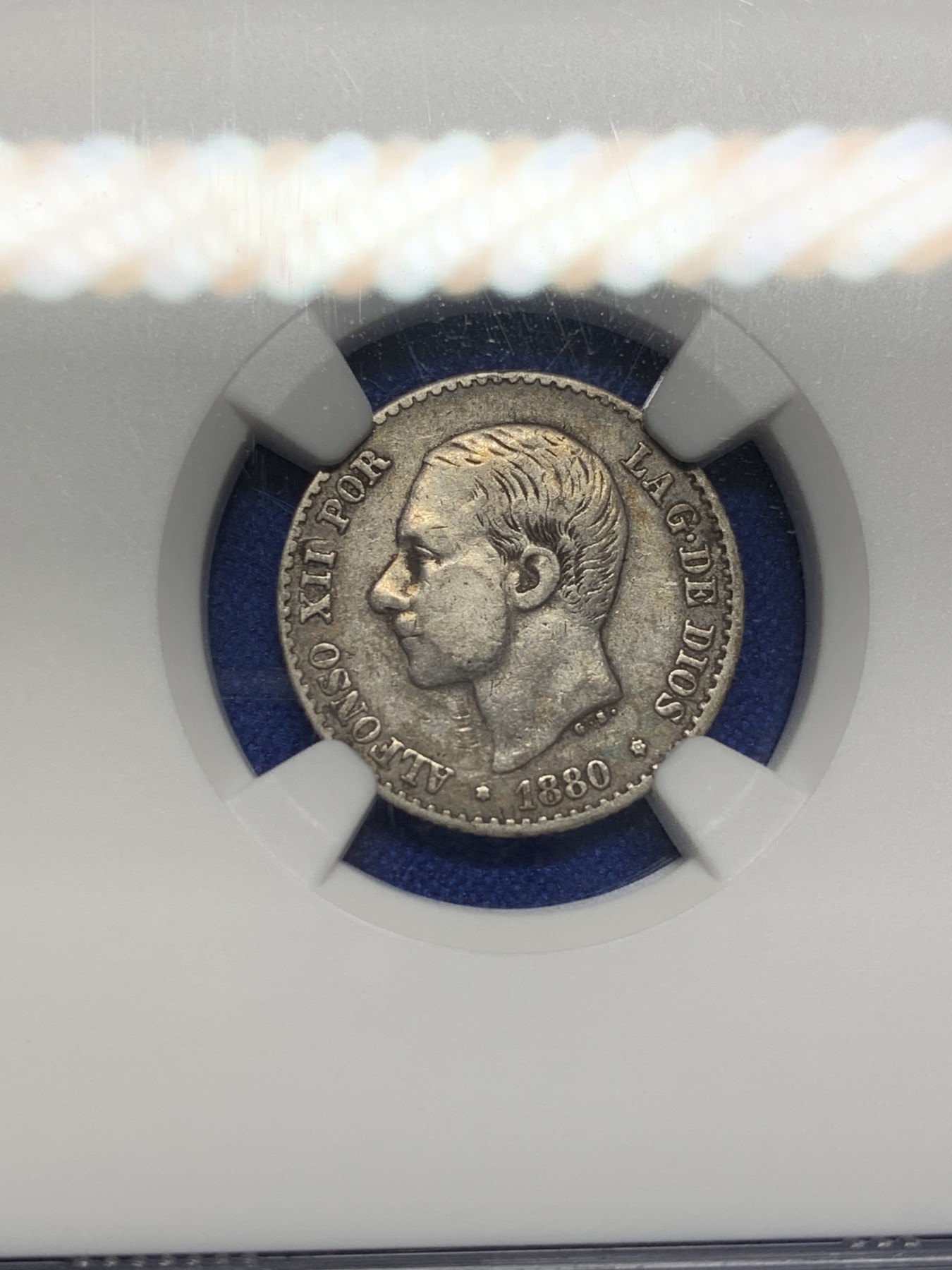 《竞宝斋》第208场-周日，周一 2场 (全场包邮) NGC VF35 西班牙 1880年 阿方索十二世 50分银币 少见品种