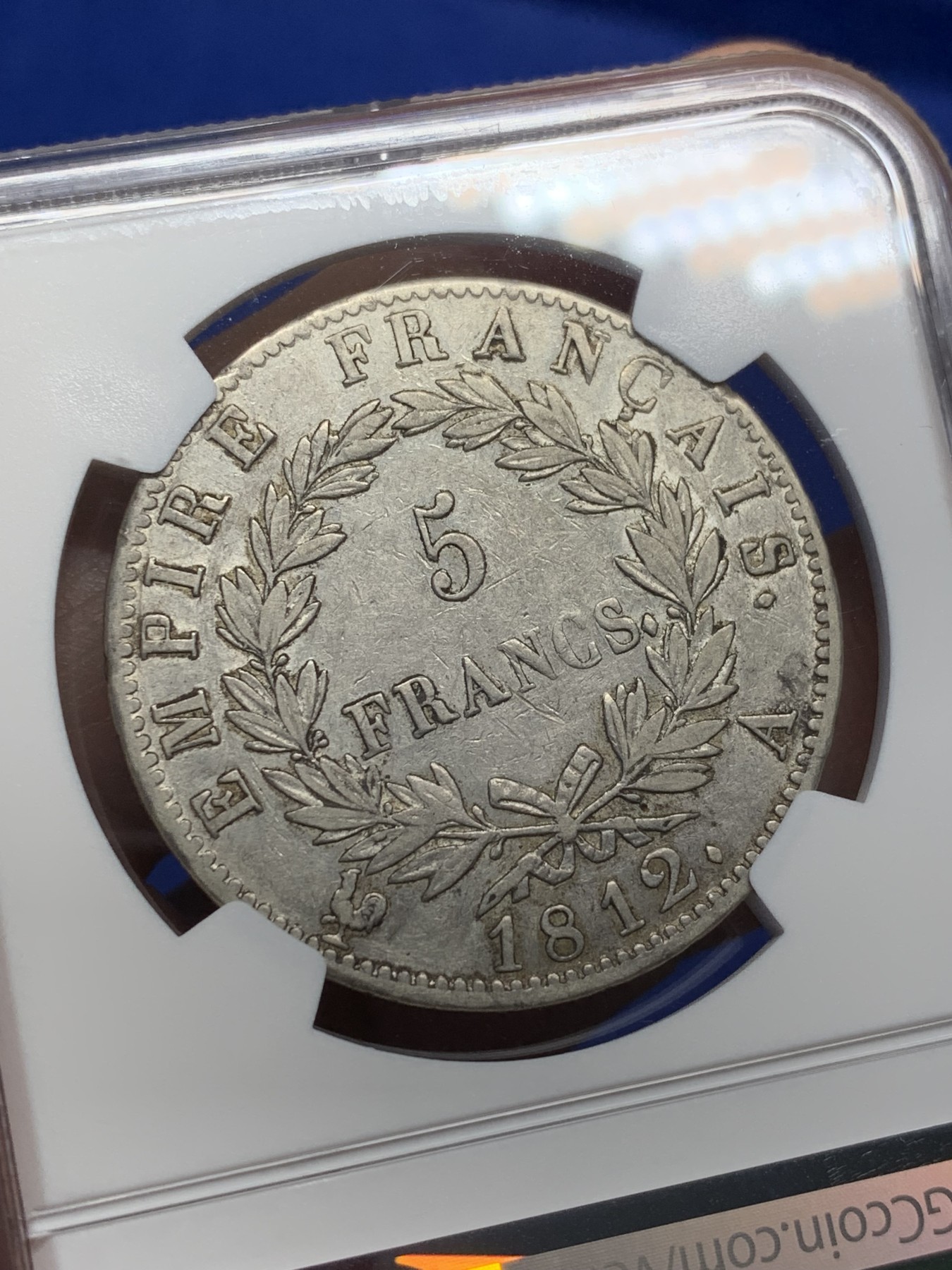 《竞宝斋》第208场-周日，周一 2场 (全场包邮) NGC XFD 1812年法国拿破仑5法郎银币 不多的年份 整体深打