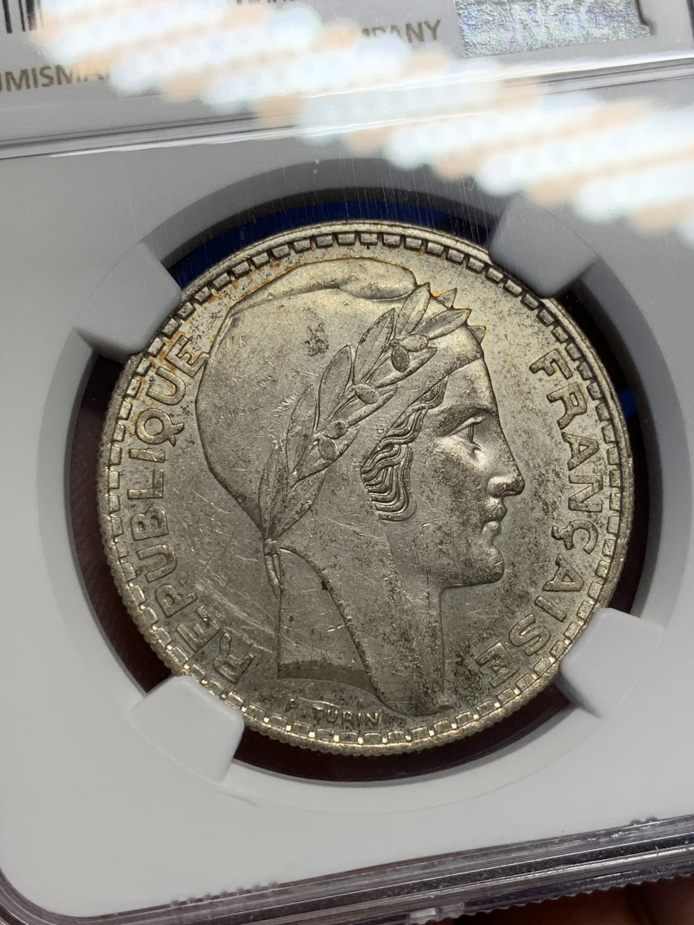 《竞宝斋》第208场-周日，周一 2场 (全场包邮) NGC-MS61 法国1934年 谷物女神20法郎大银币