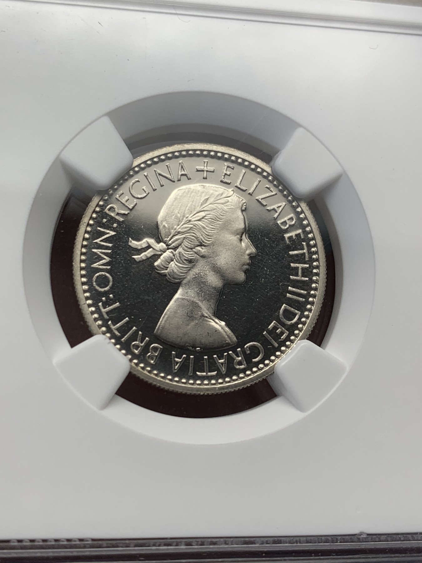 《竞宝斋》第208场-周日，周一 2场 (全场包邮) NGC-PF65 英国 1953年 1先令（English Crest) 伊丽莎白二世 镜面强烈 高凝霜