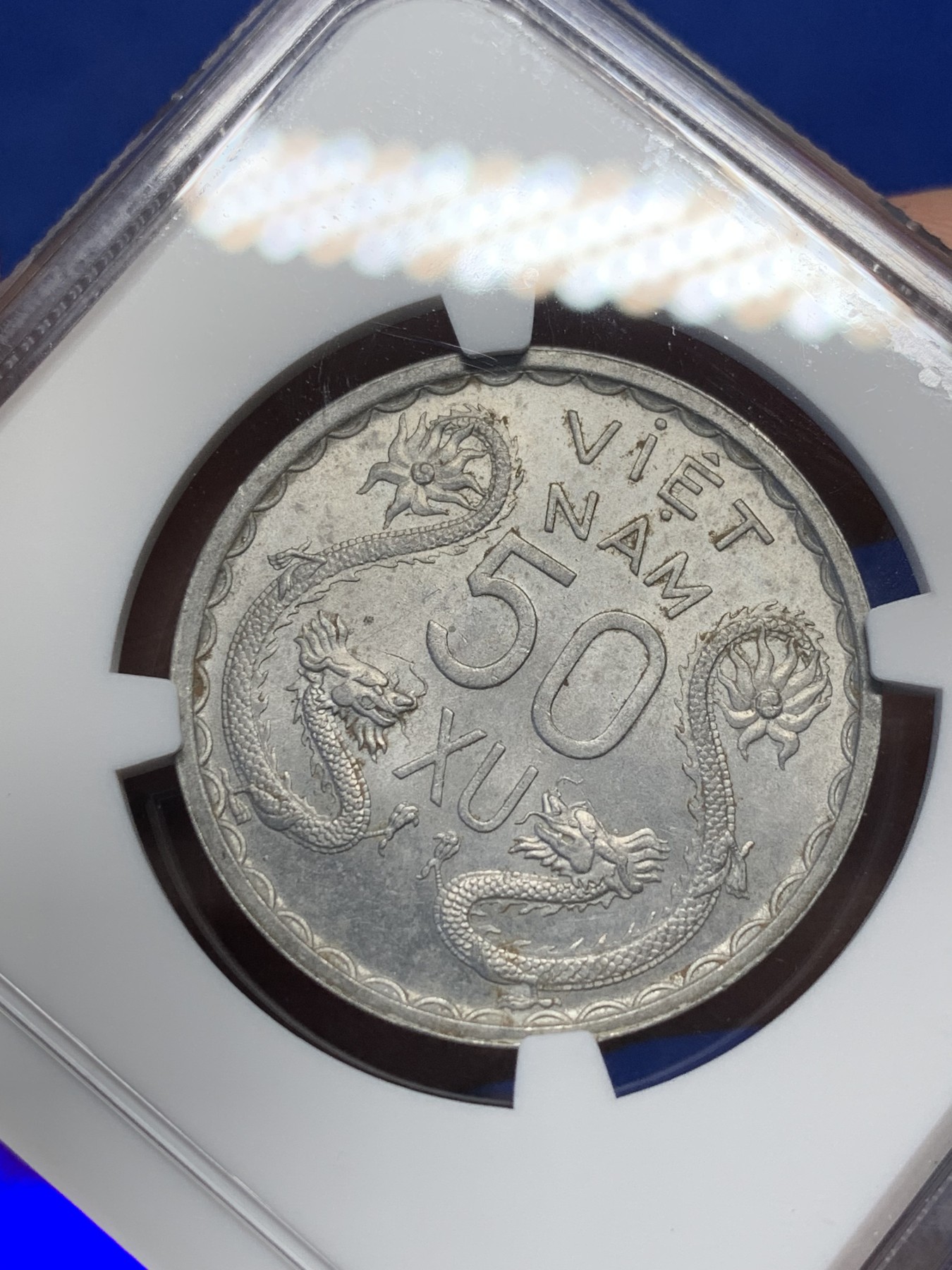 《竞宝斋》第208场-周日，周一 2场 (全场包邮) NGC MS63 1953越南三美女50苏经典双龙铝币