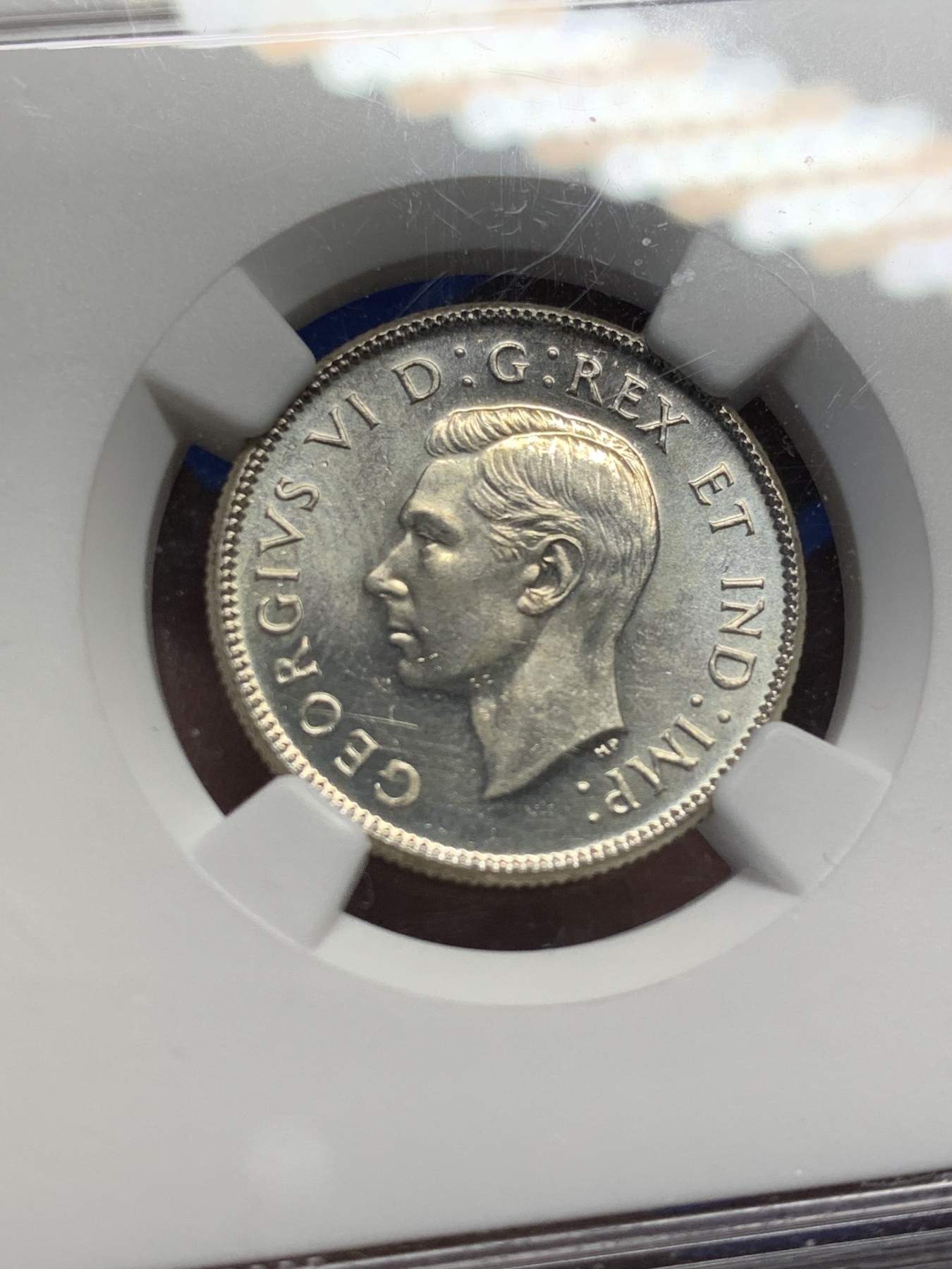 《竞宝斋》第208场-周日，周一 2场 (全场包邮) NGC MS64 加拿大1947年乔六流通25分银币