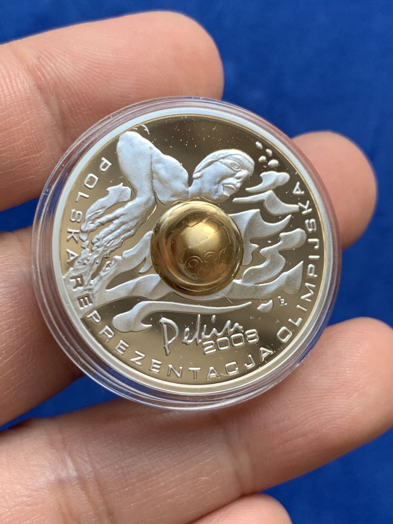 《竞宝斋》第208场-周日，周一 2场 (全场包邮) 波兰发行2008年奥运会 中国龙珠纪念银币