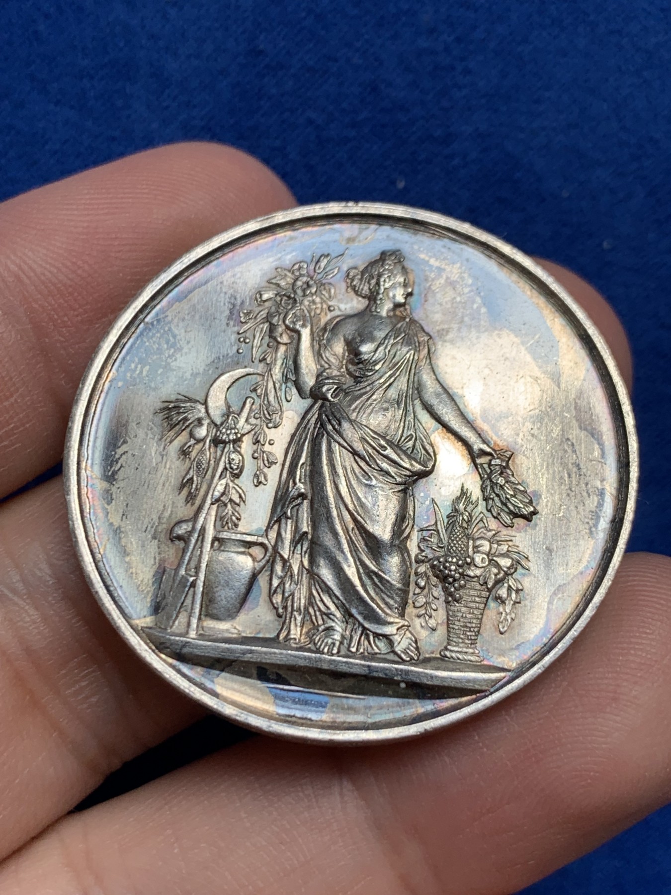 《竞宝斋》第208场-周日，周一 2场 (全场包邮) 法国1860-1879银质jeton，卡恩和卡拉瓦多斯中央园艺公司，21.58g，36.8mm，蜜蜂边铭 早期品种