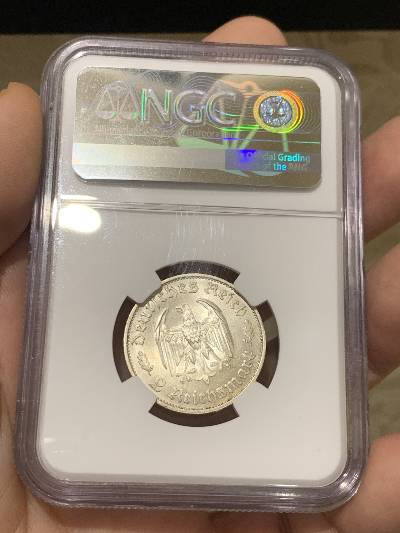 《竞宝斋》第208场-周日，周一 2场 (全场包邮) NGC-MS64 德国 1934年席勒2马克银币 德三系列 难得品种