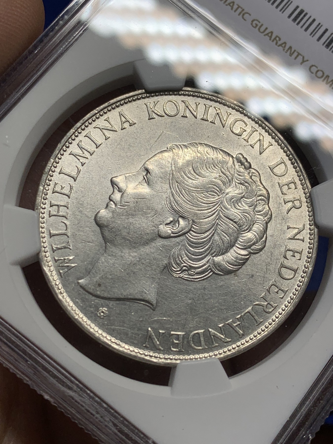 《竞宝斋》第208场-周日，周一 2场 (全场包邮) NGC AUD 荷兰1939年女王威廉米娜2.5盾大银币