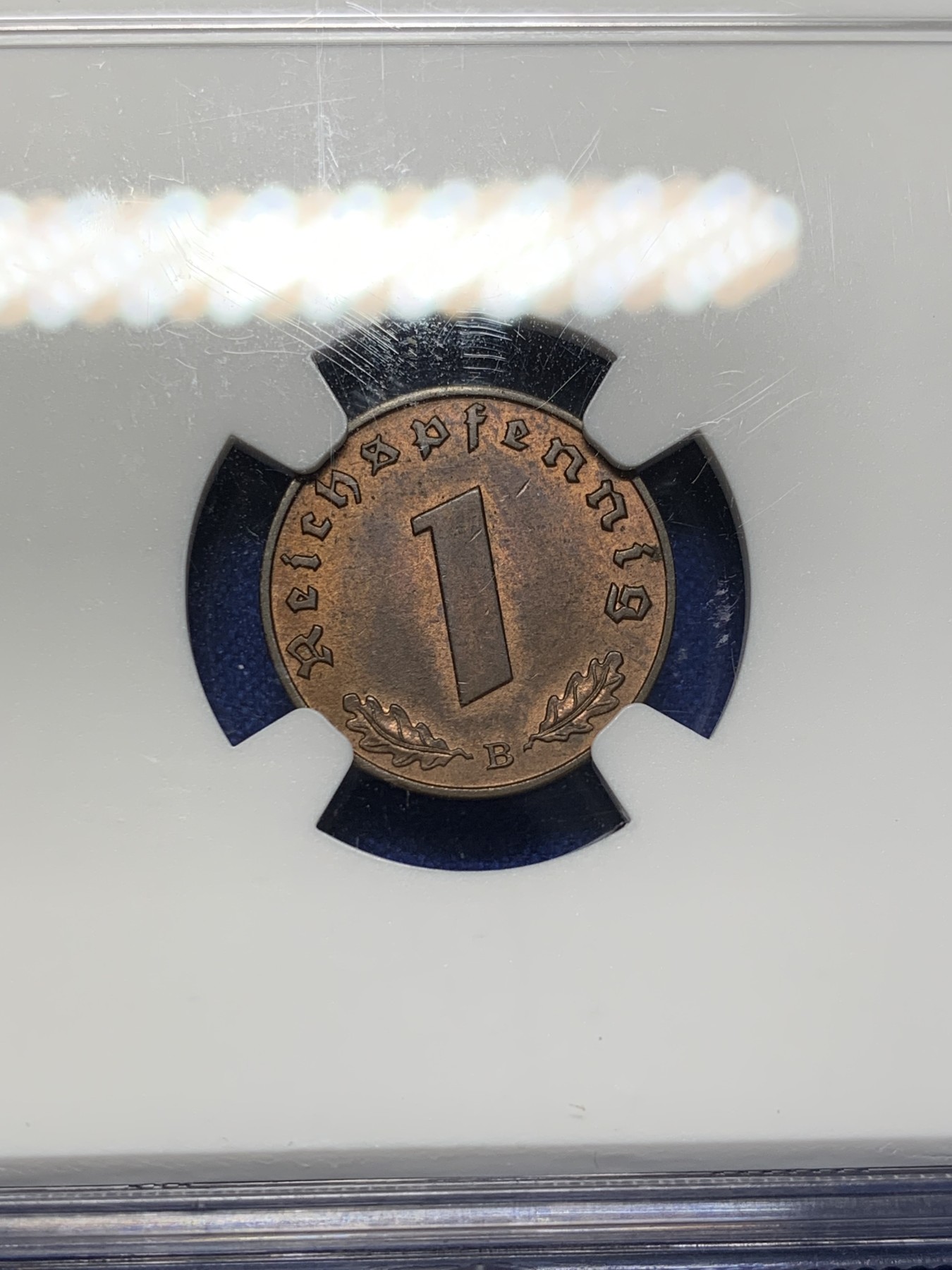 《竞宝斋》第208场-周日，周一 2场 (全场包邮) NGC MS63RB 德国1939年1芬尼铜币