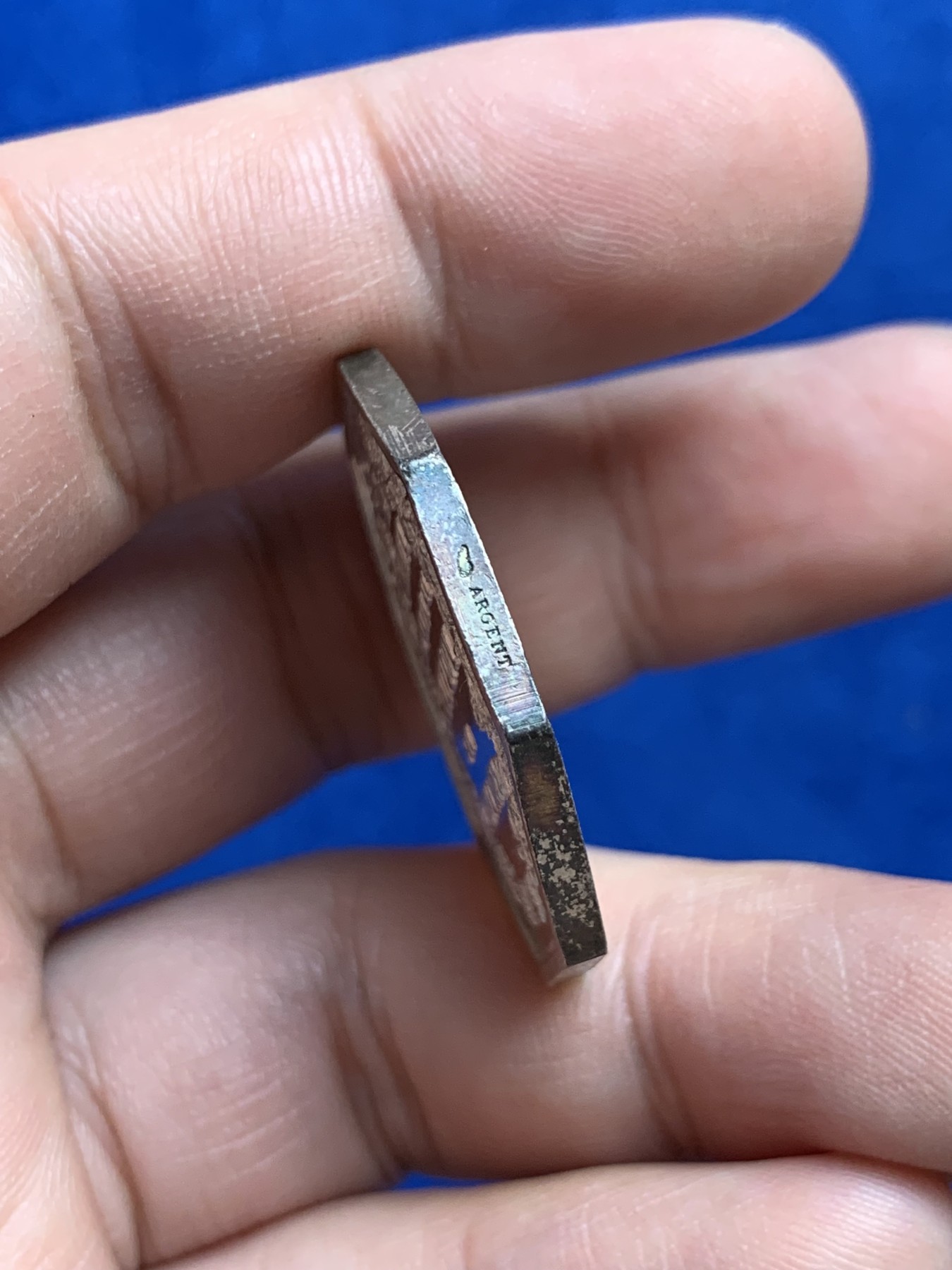 《竞宝斋》第208场-周日，周一 2场 (全场包邮) 法国八角银质代币，亚眠公证处，15.97g，31.8mm，丰饶角边铭