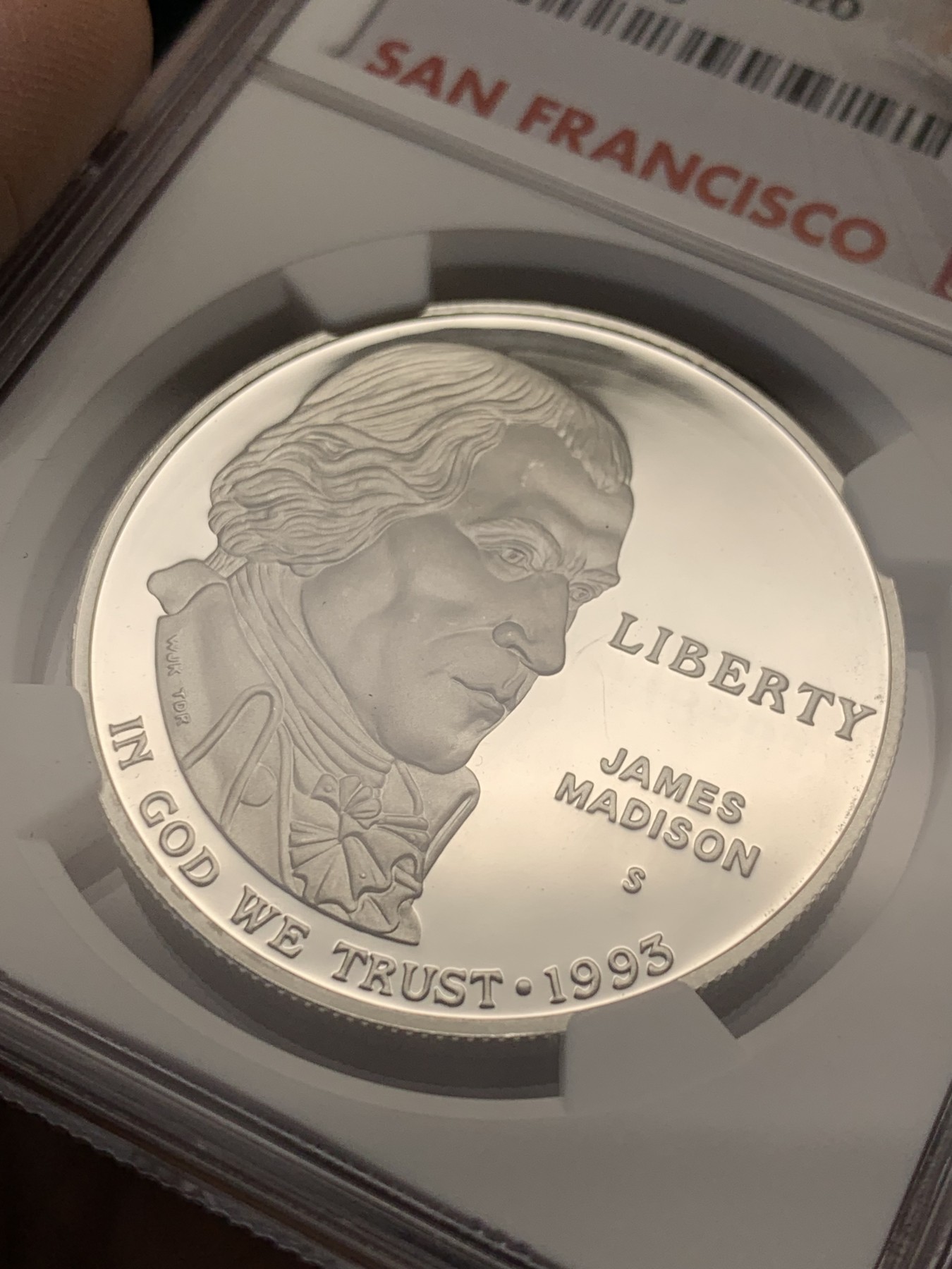 《竞宝斋》第208场-周日，周一 2场 (全场包邮) NGC PF69UC 美国1993年麦迪逊总统1美元精制大银币