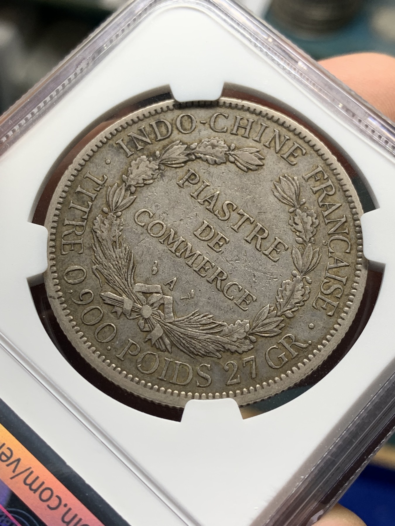 《竞宝斋》第208场-周日，周一 2场 (全场包邮) NGC-XF45 法属坐洋1皮亚斯特银币 1902A 原味 状态好