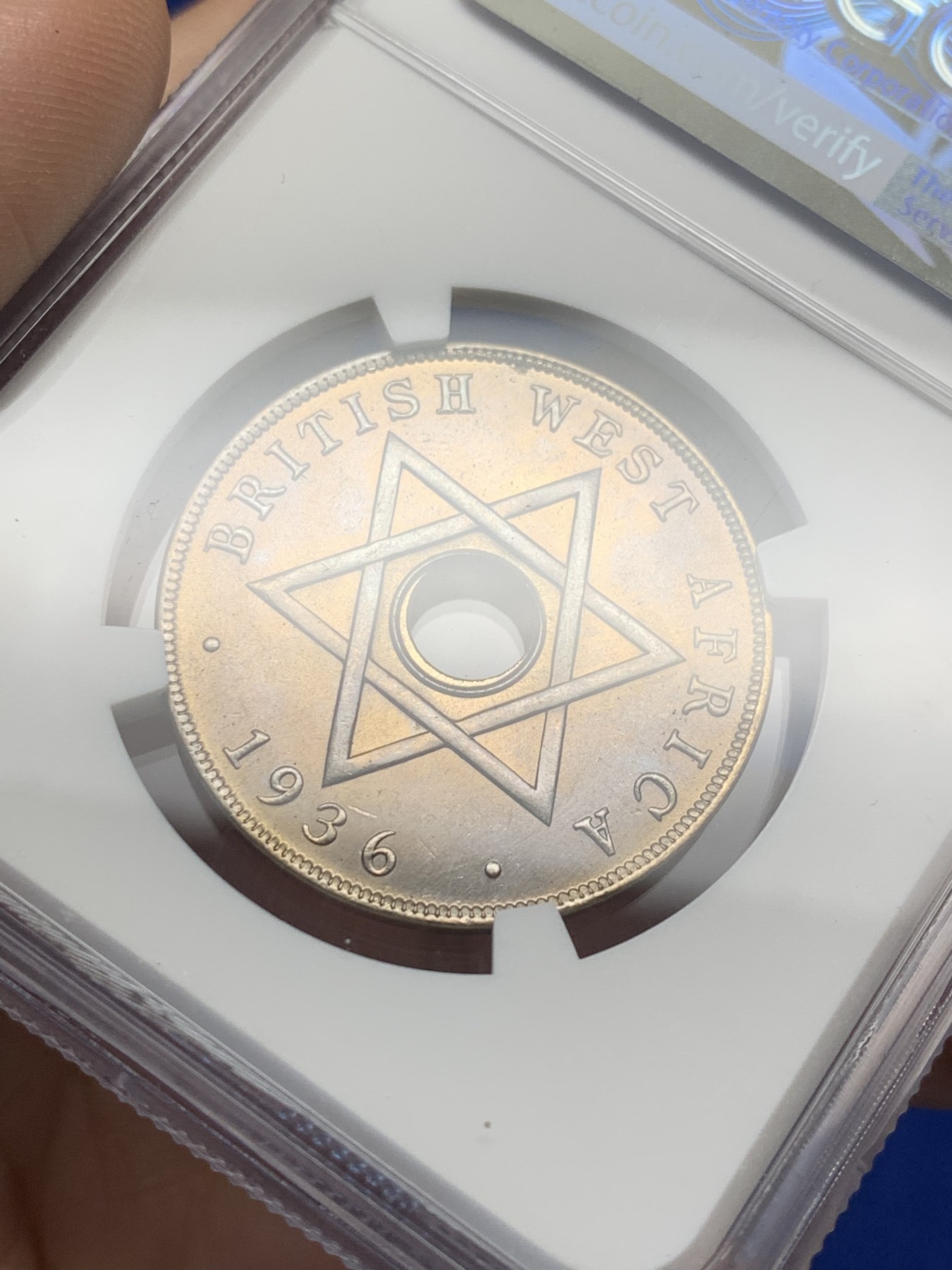 《竞宝斋》第208场-周日，周一 2场 (全场包邮) NGC-MS64 英属西非 1936年爱德华八世1便士