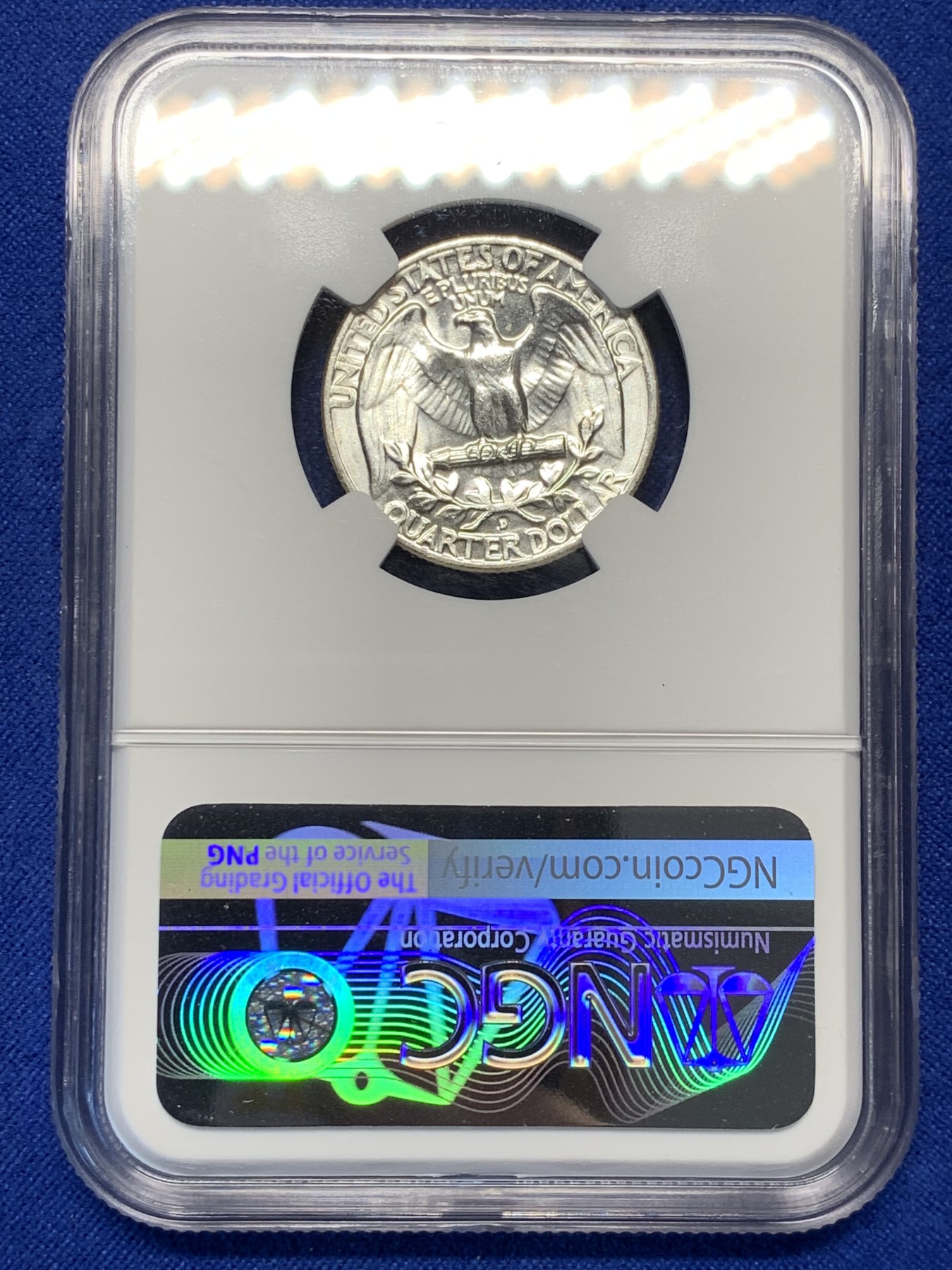 《竞宝斋》第208场-周日，周一 2场 (全场包邮) NGC-MS63  美国 1957年 25分银币 华盛顿头像  无瑕底板