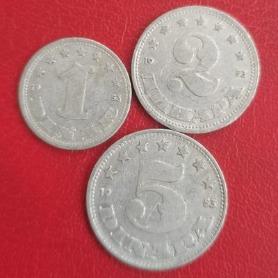 南斯拉夫 1953年 硬币 3枚 - 南斯拉夫 1953年 硬币 3枚
