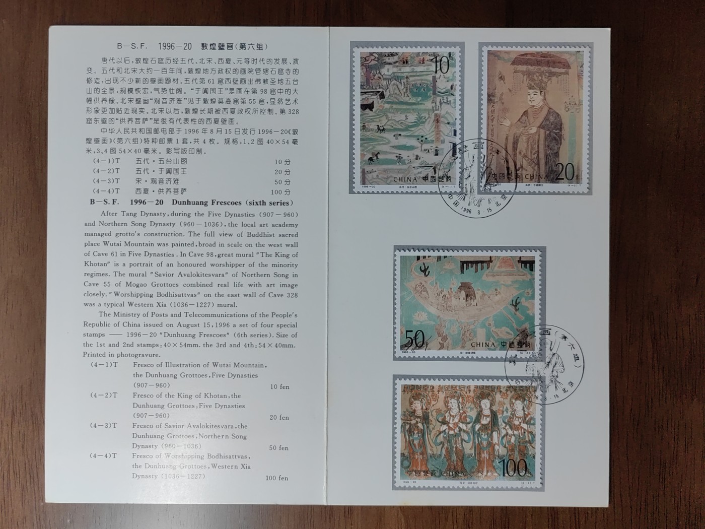 中国：纪念邮折专场（秒杀）第①⑦场 1996-20 敦煌壁画 第六组