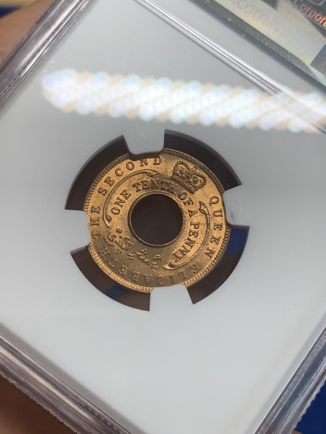 《竞宝斋》第209场-周日，周一 2场 (全场包邮) NGC-MS66RB 英属西非1956大特年 伊丽莎白二世 1/10便士铜币 冠军分 英属地名誉品 克书价700刀