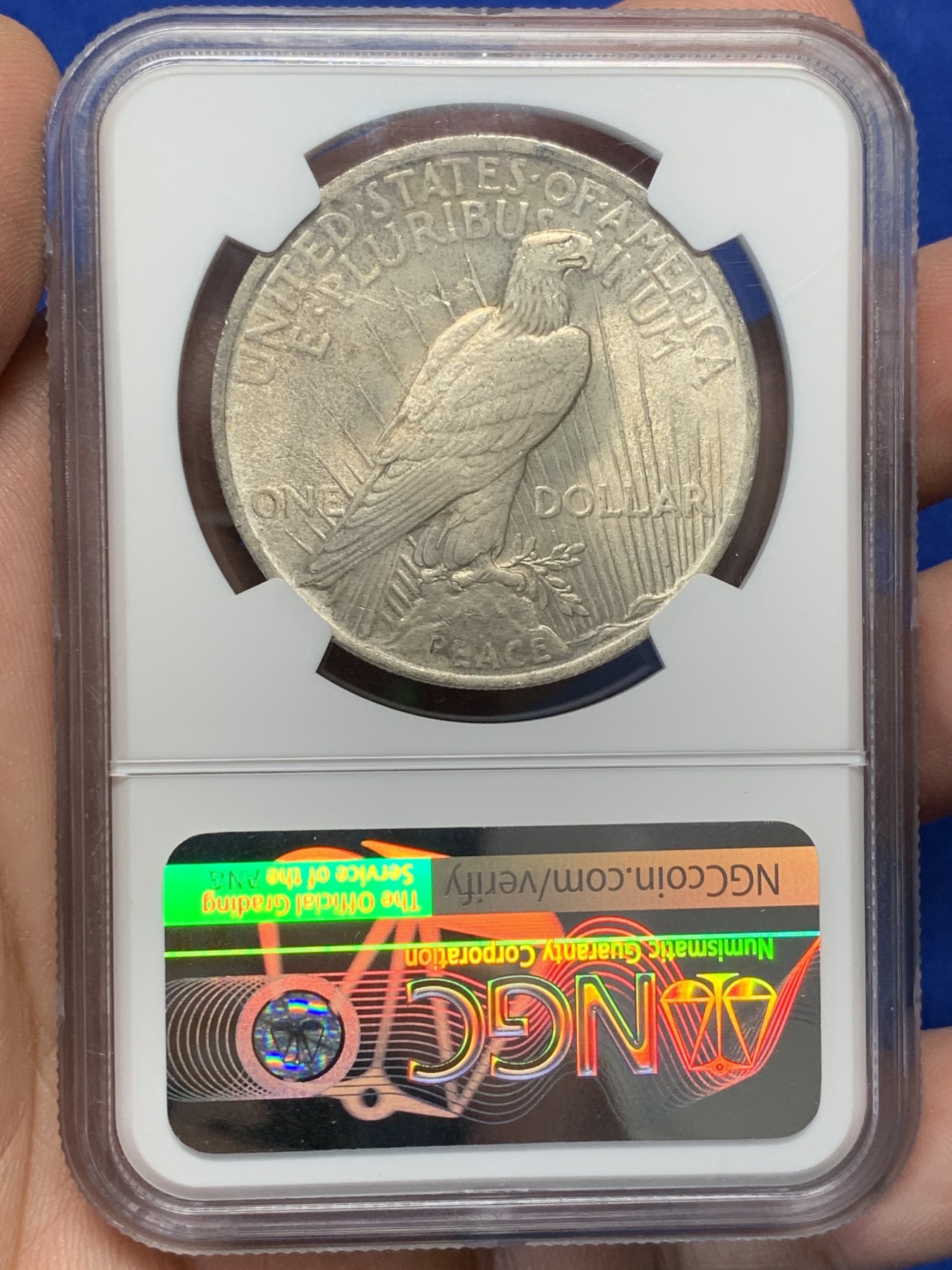 《竞宝斋》第209场-周日，周一 2场 (全场包邮) NGC MS62 美国1923年摩根与和平美元100周年银币，味道很好，尤其是背面。