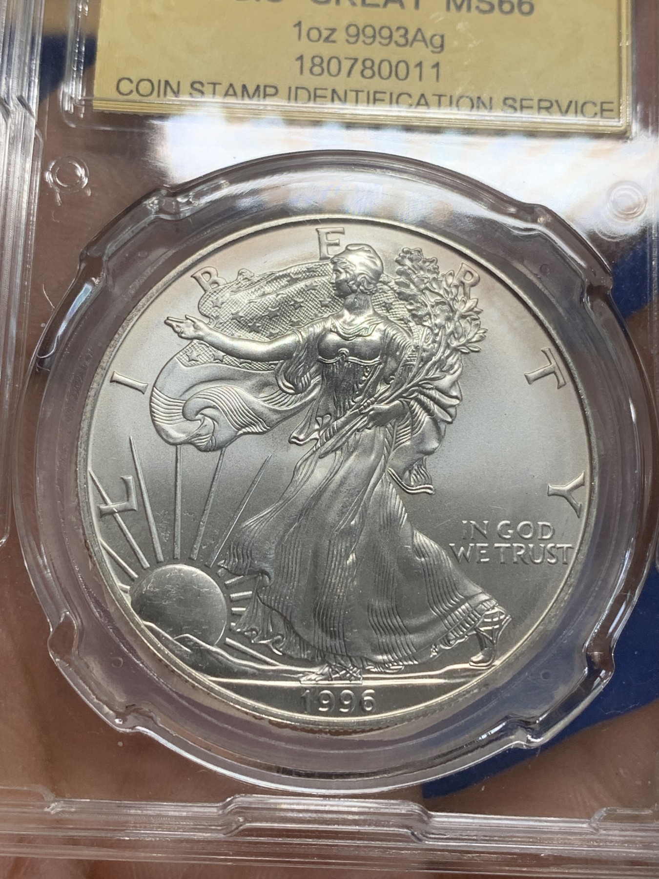 《竞宝斋》第209场-周日，周一 2场 (全场包邮) CSIS 评级 美国 1996 行走女神 1美元大银币31.1克 999银